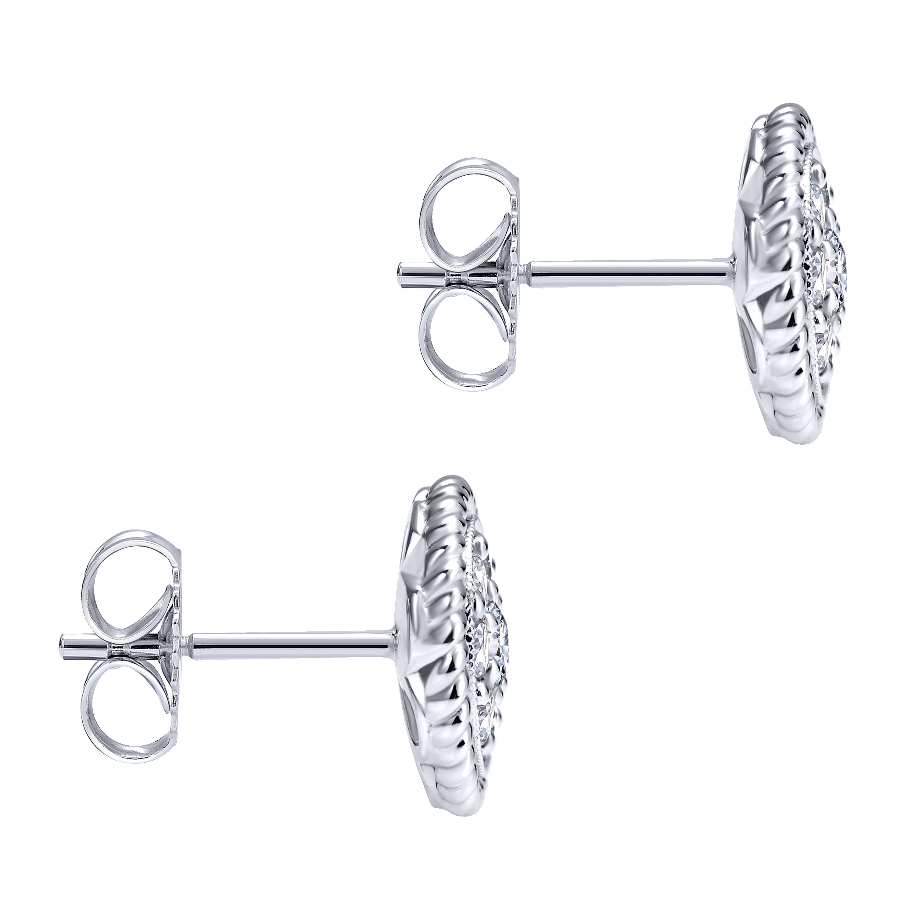 14k White Gold Diamond Stud Earrings angle 3 14k White Gold Diamond Stud Earrings angle 3