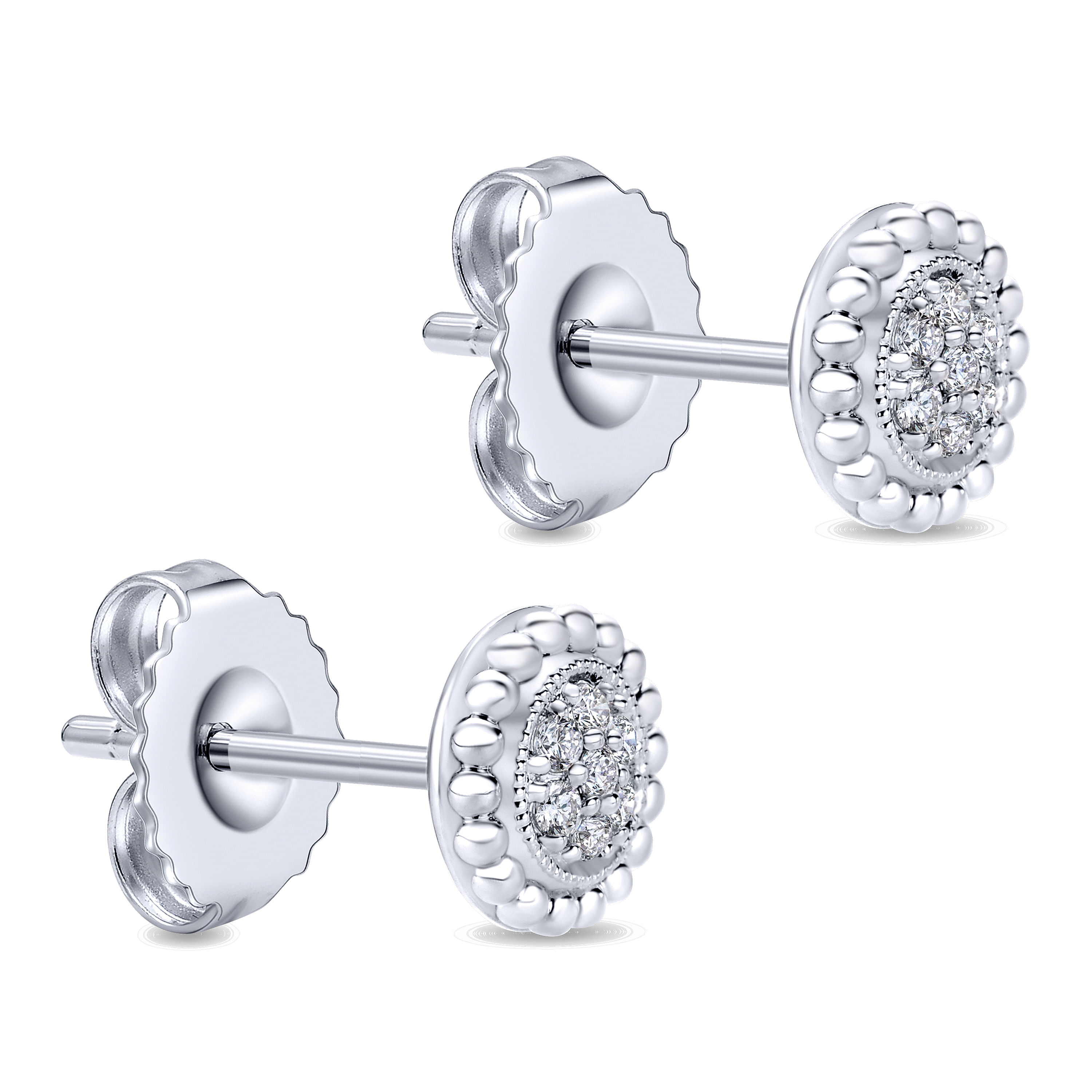 14k White Gold Diamond Stud Earrings angle 2 14k White Gold Diamond Stud Earrings angle 2