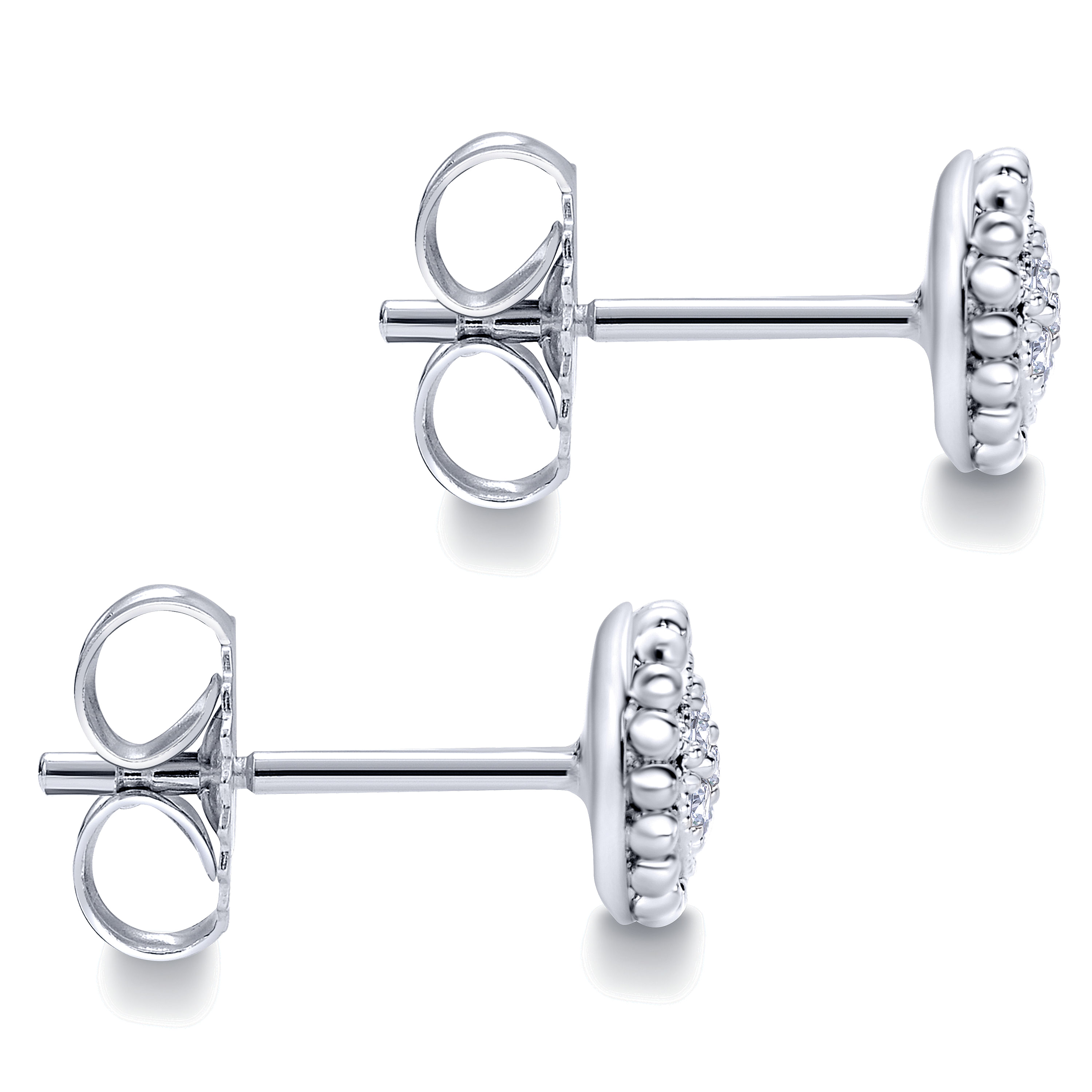 14k White Gold Diamond Stud Earrings angle 3 14k White Gold Diamond Stud Earrings angle 3