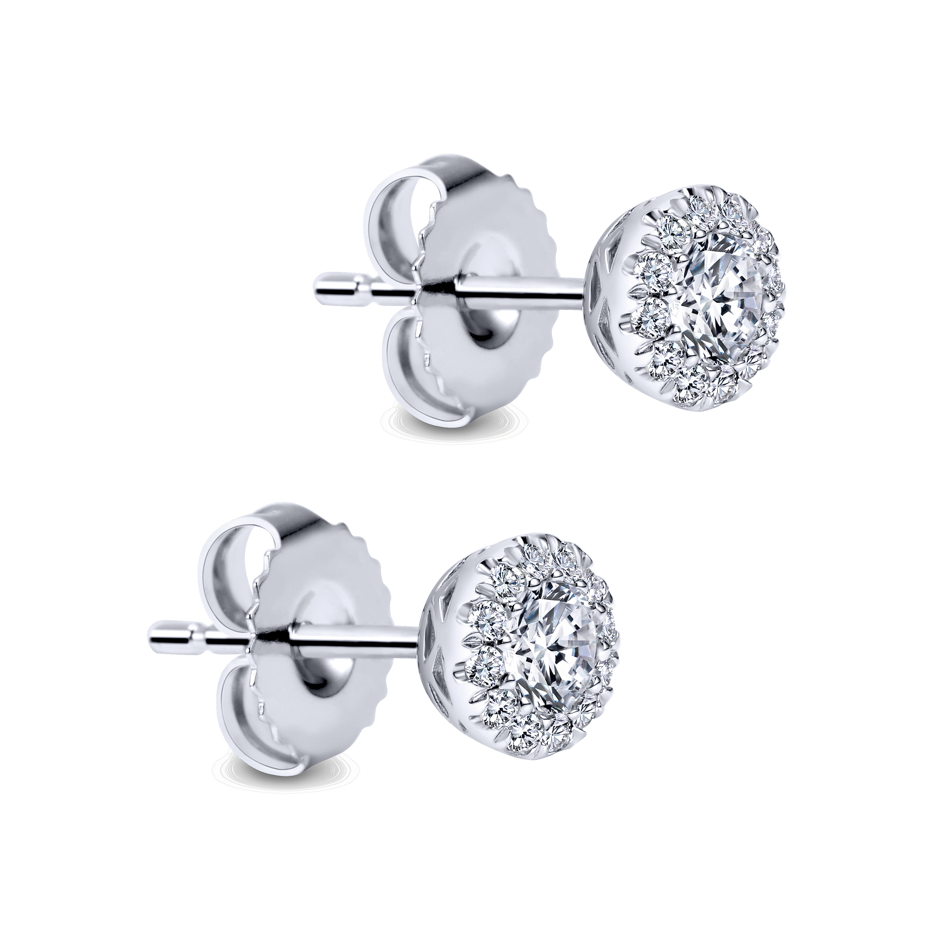 14k White Gold Diamond Stud Earrings angle 2 14k White Gold Diamond Stud Earrings angle 2