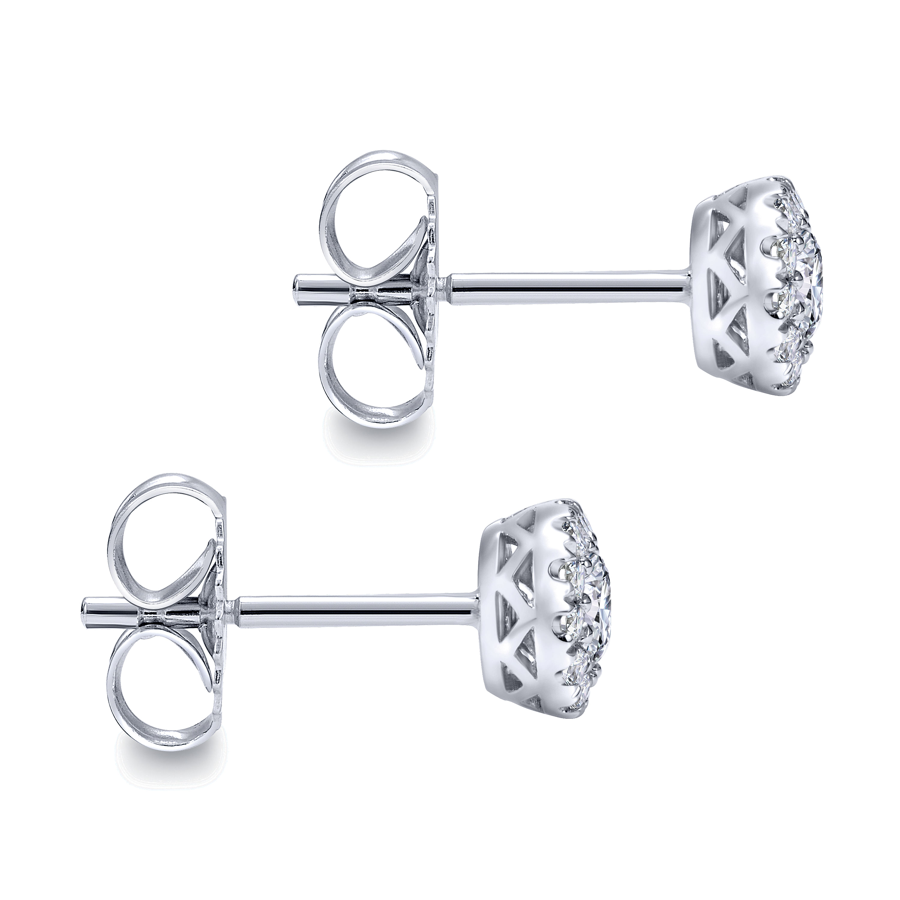 14k White Gold Diamond Stud Earrings angle 3 14k White Gold Diamond Stud Earrings angle 3