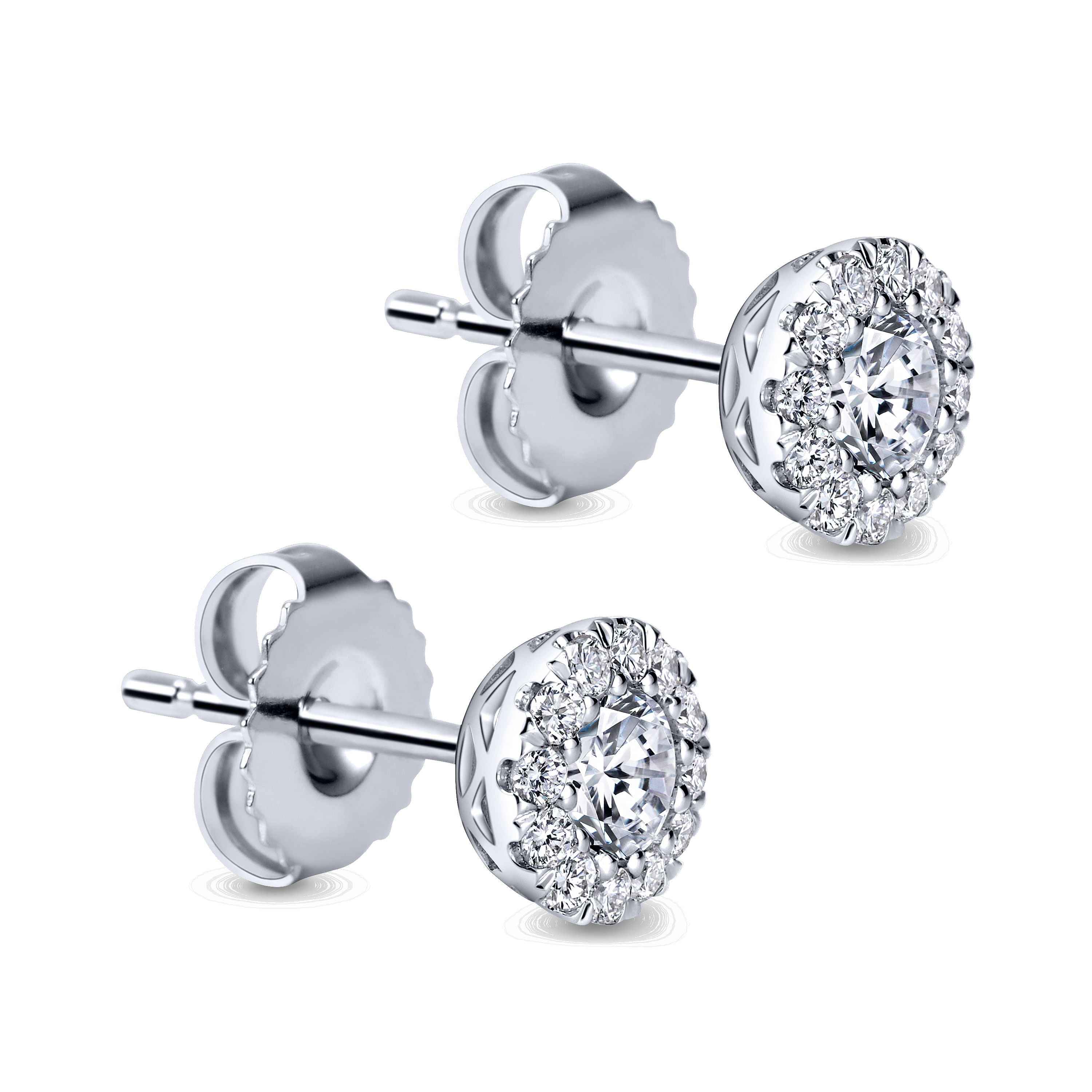 14k White Gold Diamond Stud Earrings angle 2 14k White Gold Diamond Stud Earrings angle 2