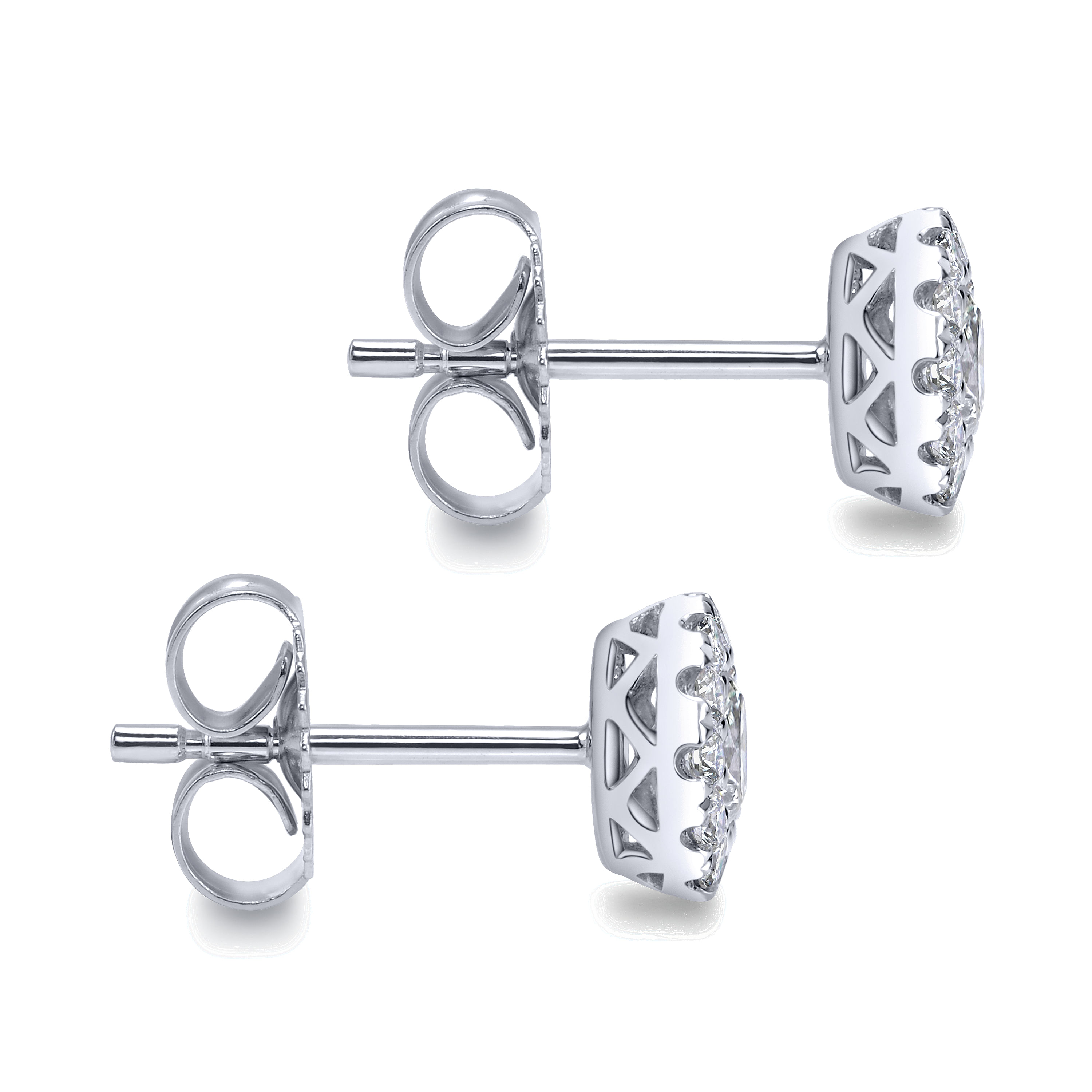 14k White Gold Diamond Stud Earrings angle 3 14k White Gold Diamond Stud Earrings angle 3