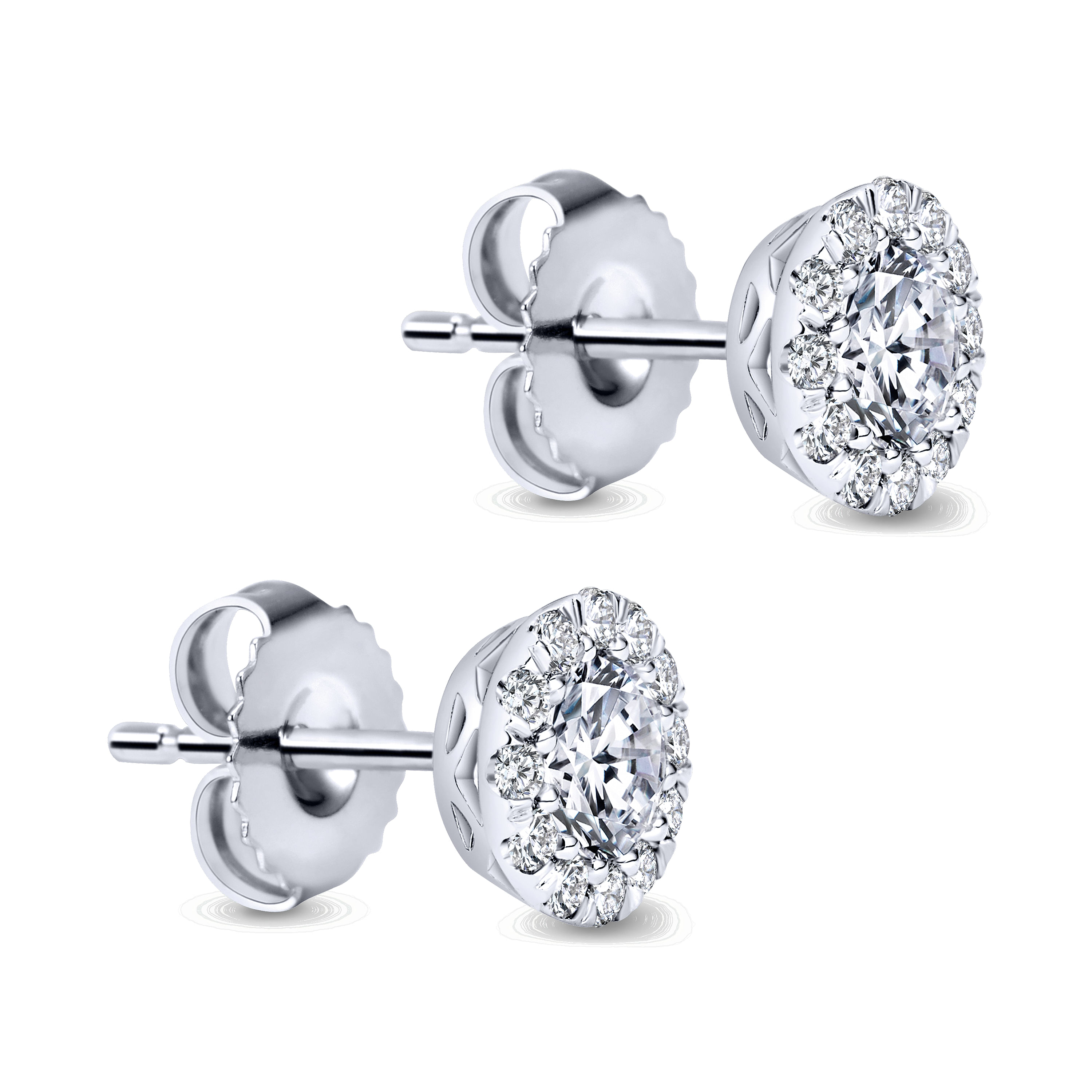 14k White Gold Diamond Stud Earrings angle 2 14k White Gold Diamond Stud Earrings angle 2