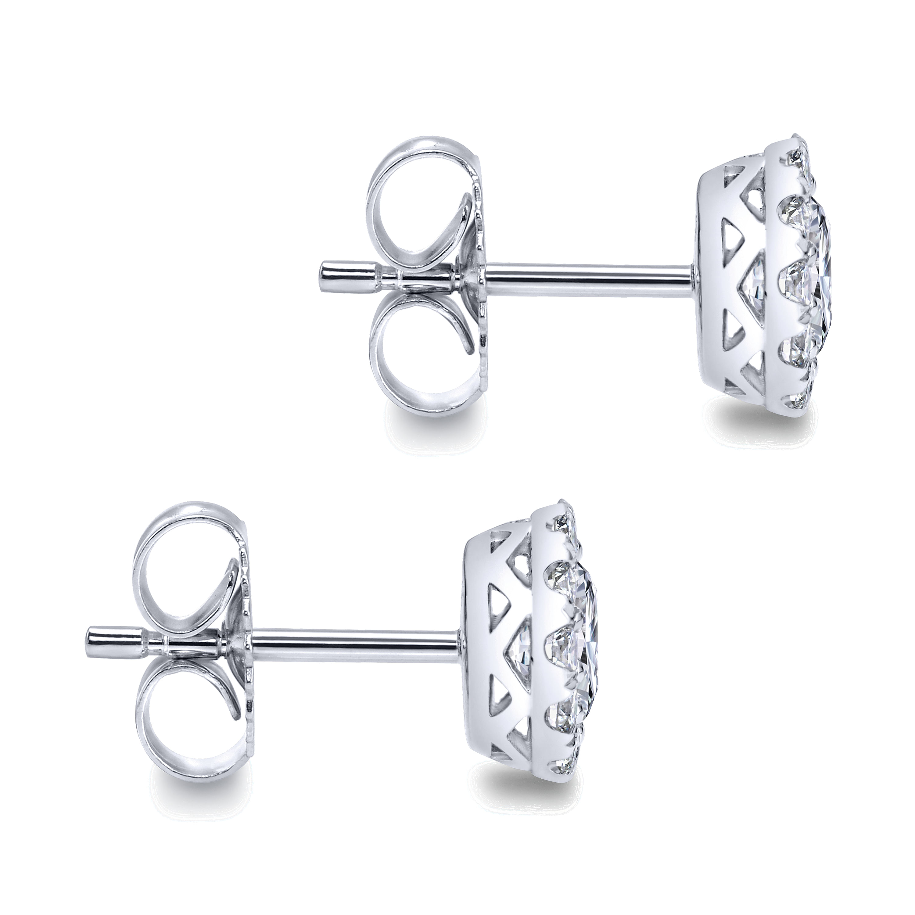 14k White Gold Diamond Stud Earrings angle 3 14k White Gold Diamond Stud Earrings angle 3