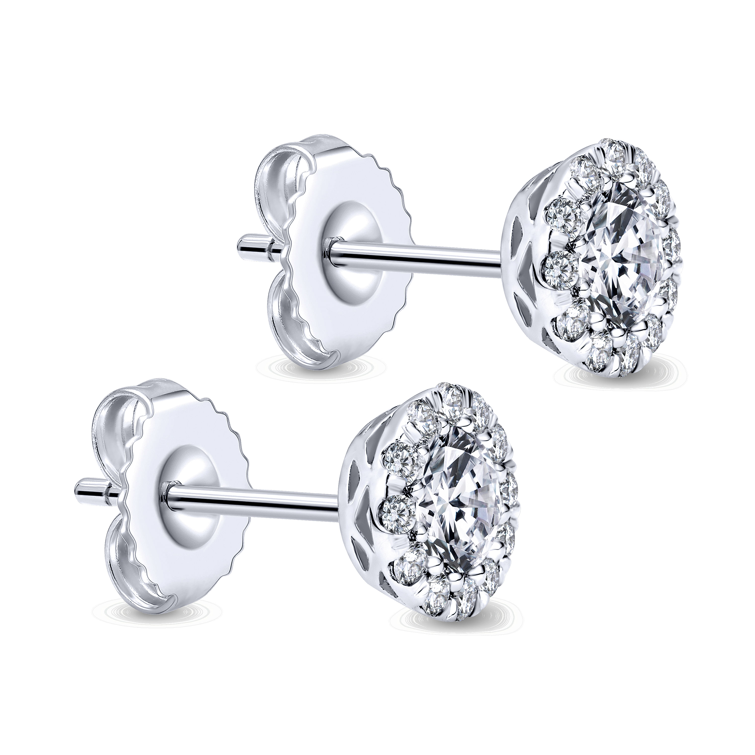 14k White Gold Diamond Stud Earrings angle 2 14k White Gold Diamond Stud Earrings angle 2