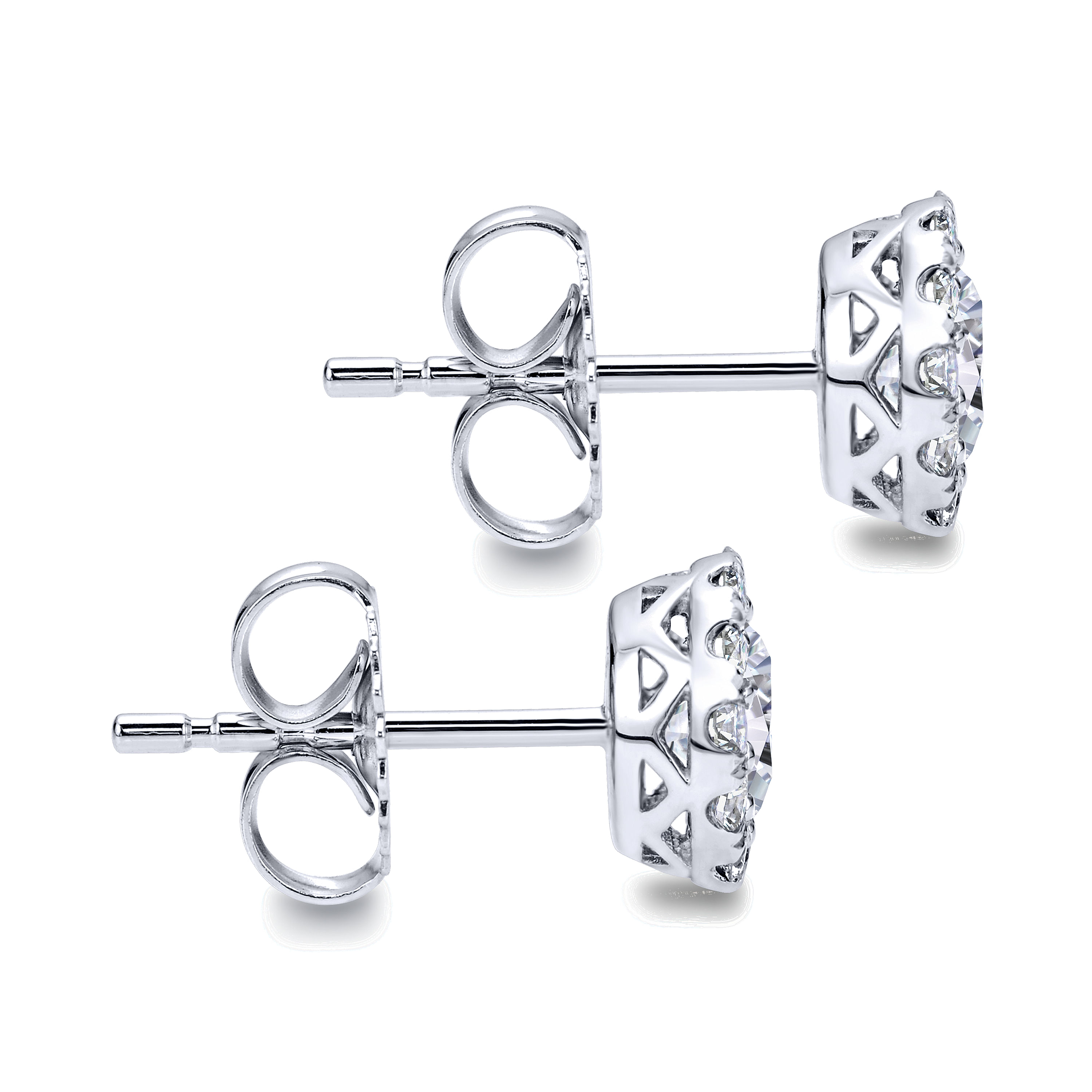 14k White Gold Diamond Stud Earrings angle 3 14k White Gold Diamond Stud Earrings angle 3