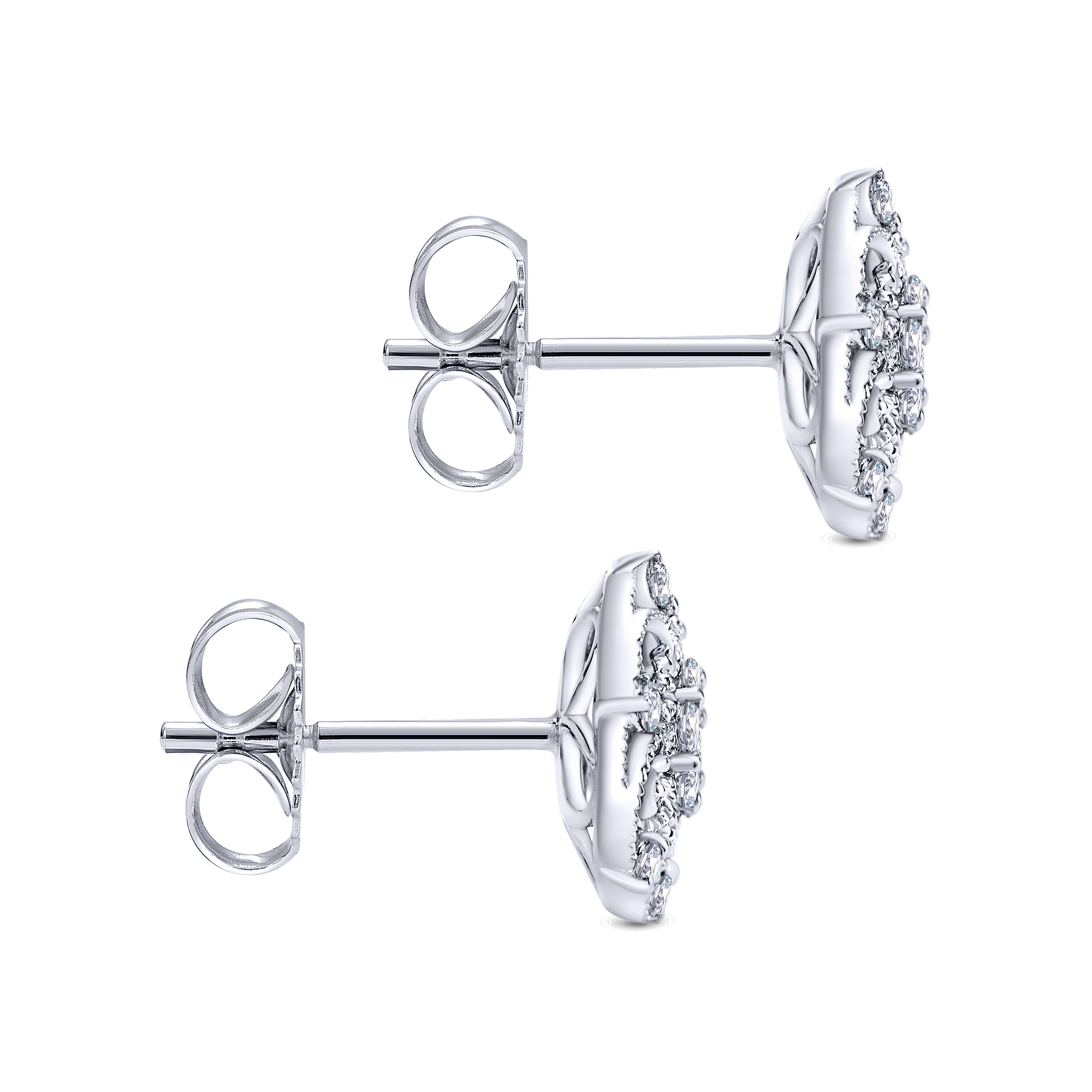 14k White Gold Diamond Stud Earrings angle 3 14k White Gold Diamond Stud Earrings angle 3