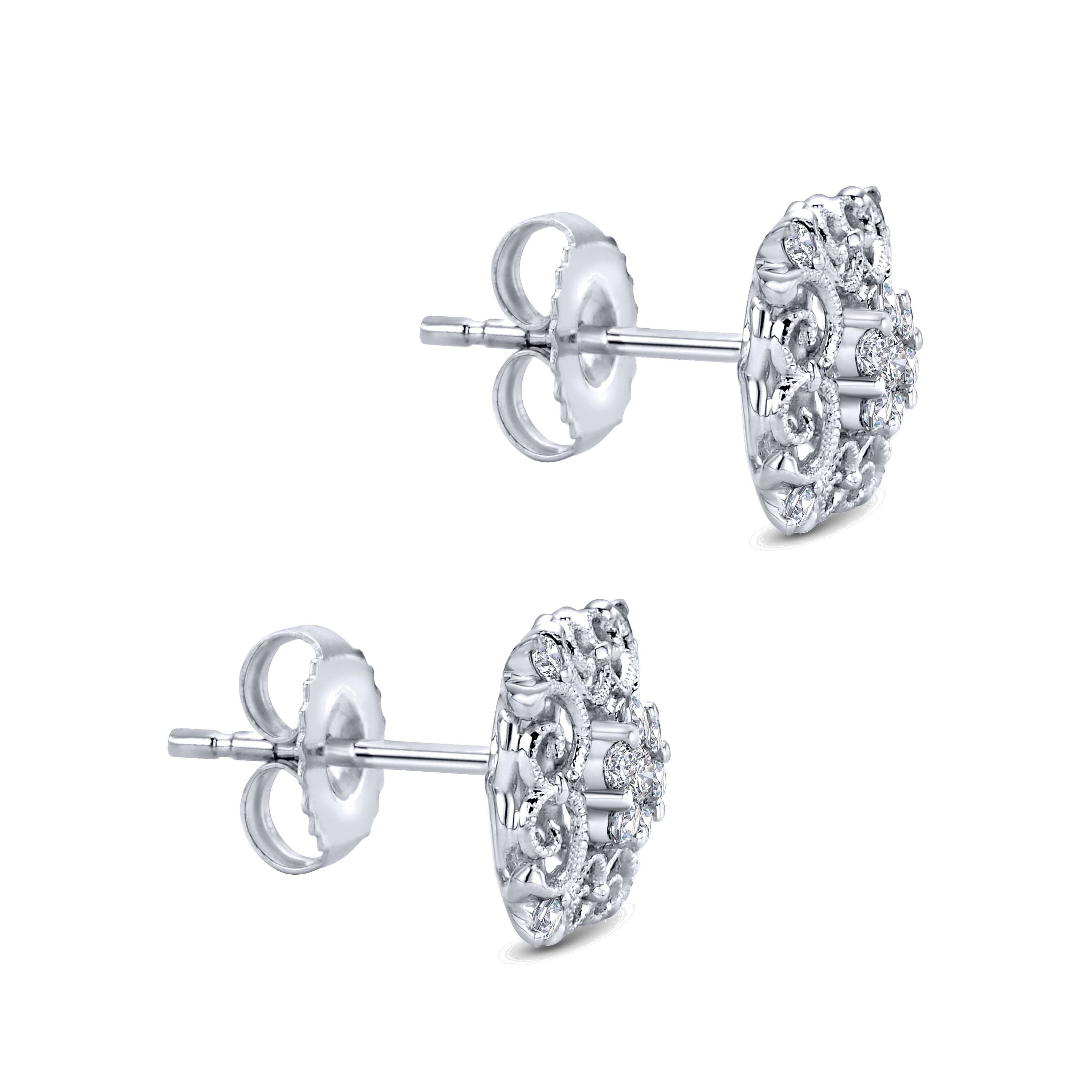 14k White Gold Diamond Stud Earrings angle 2 14k White Gold Diamond Stud Earrings angle 2
