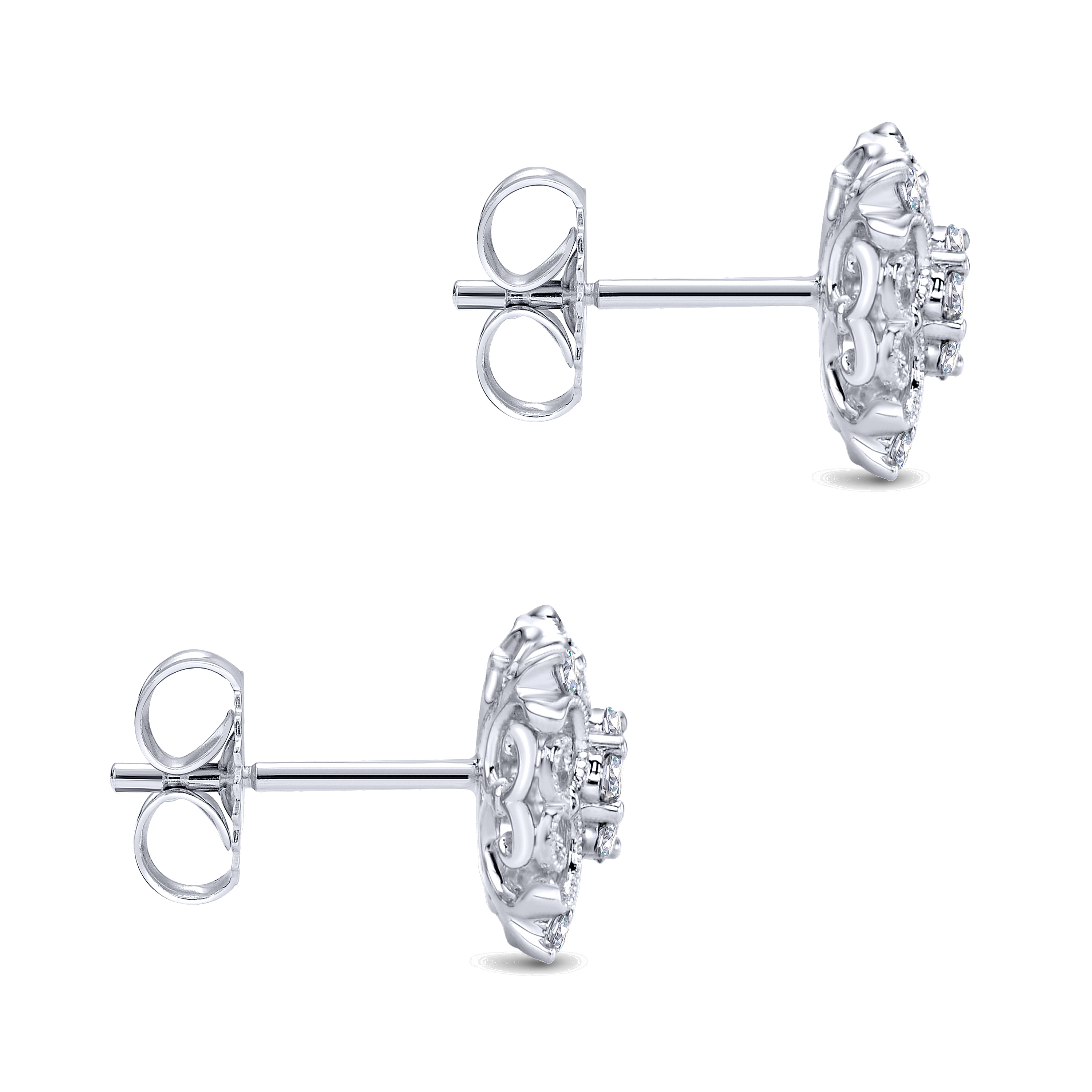 14k White Gold Diamond Stud Earrings angle 3 14k White Gold Diamond Stud Earrings angle 3