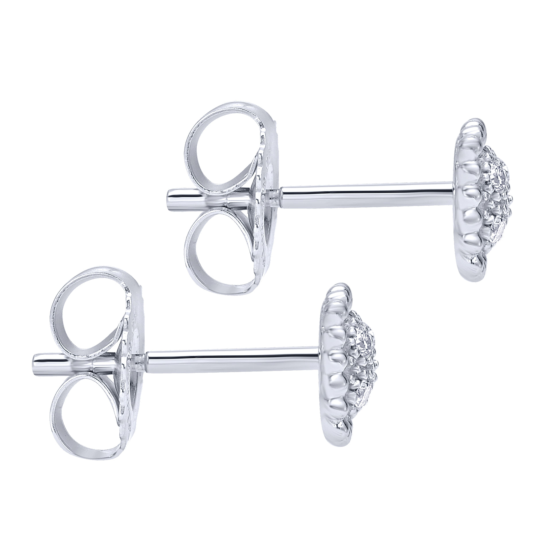 14k White Gold Diamond Stud Earrings angle 3 14k White Gold Diamond Stud Earrings angle 3