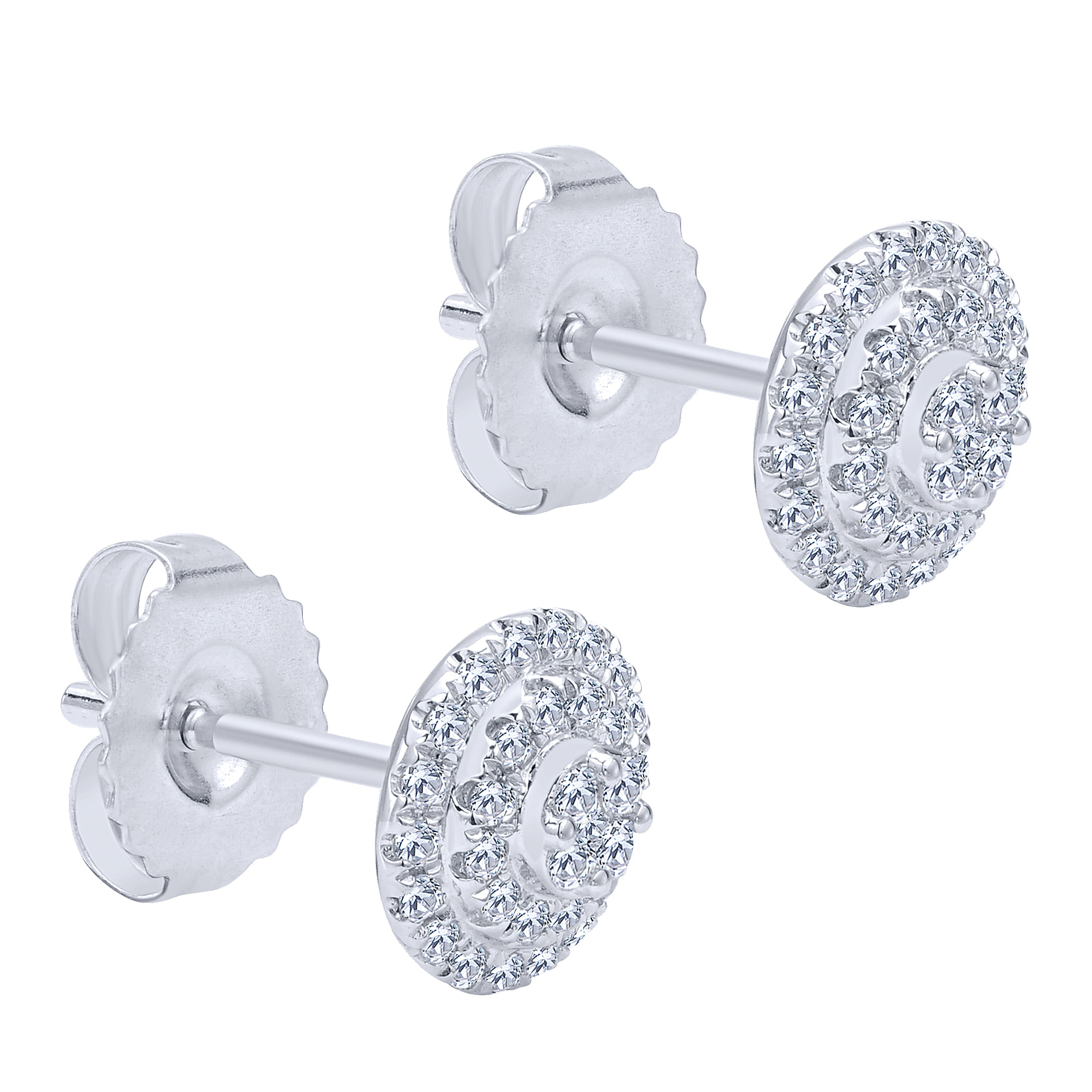 14k White Gold Diamond Stud Earrings angle 2 14k White Gold Diamond Stud Earrings angle 2