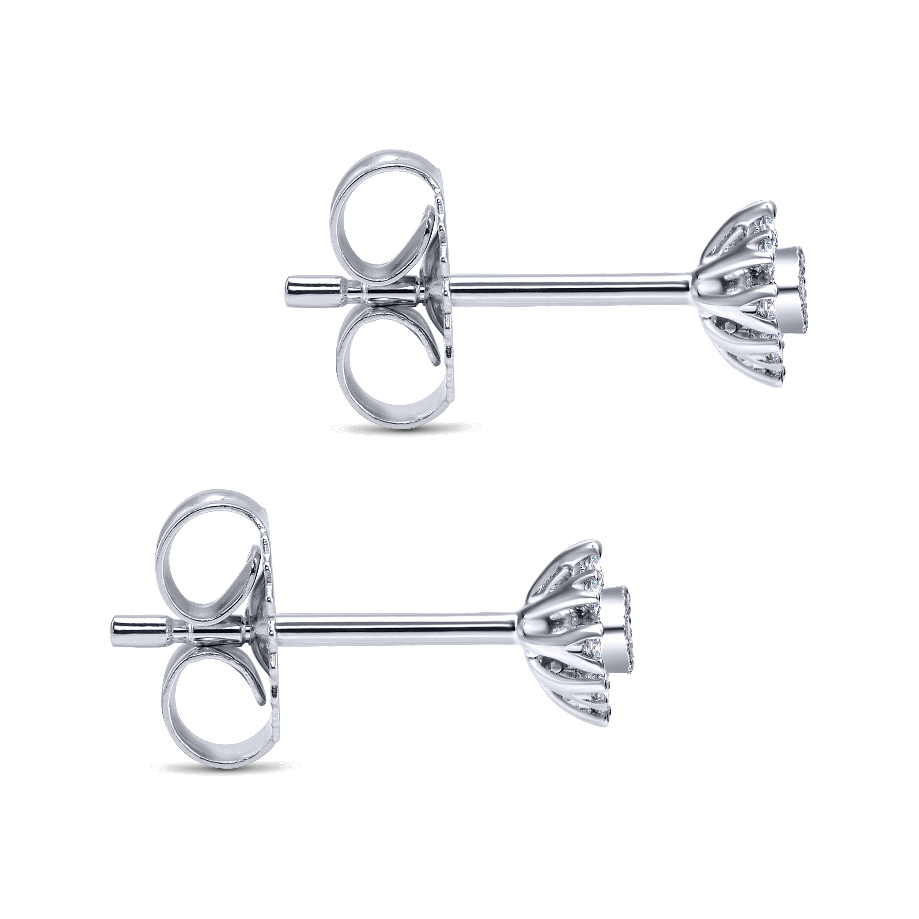 14k White Gold Diamond Stud Earrings angle 3 14k White Gold Diamond Stud Earrings angle 3