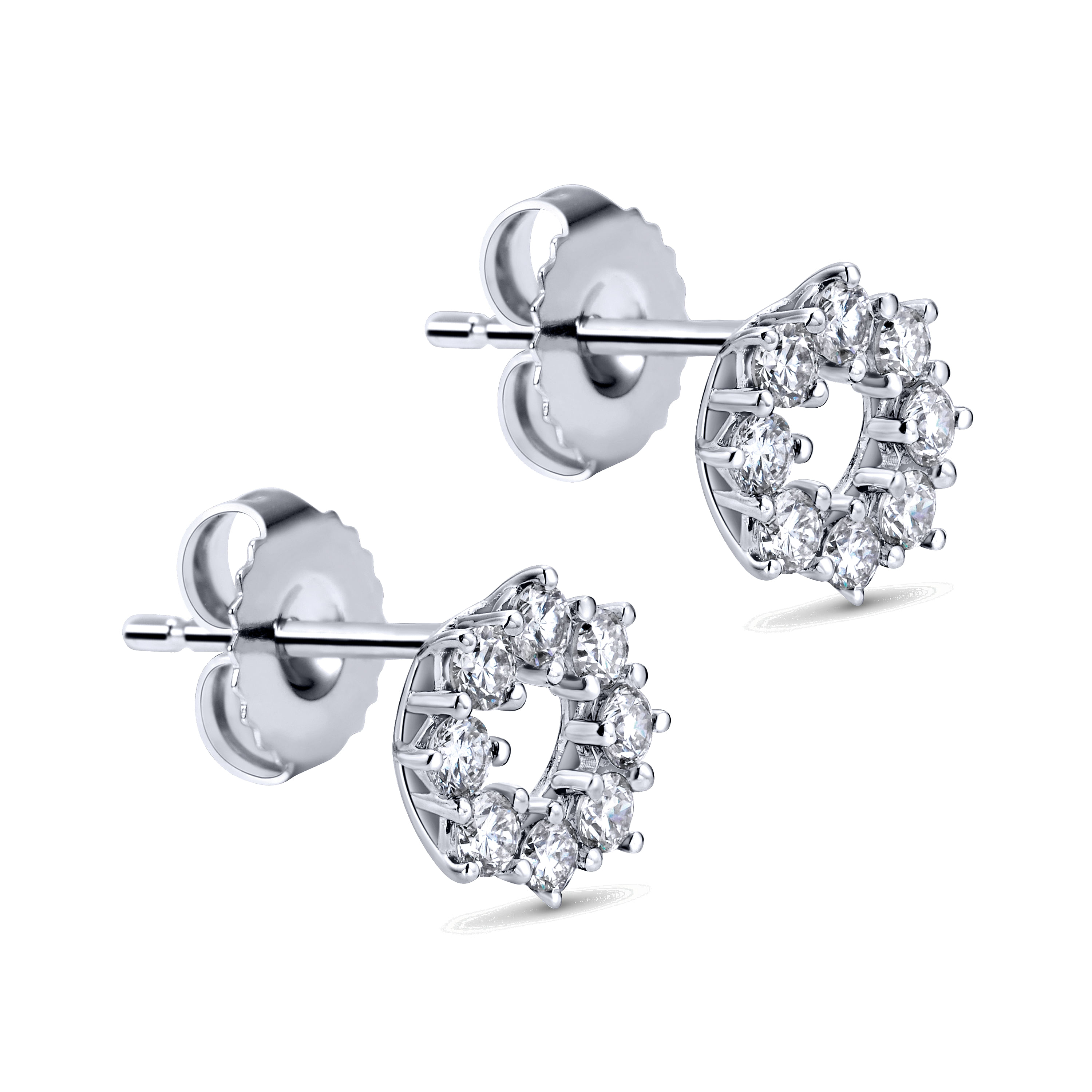 14k White Gold Diamond Stud Earrings angle 2 14k White Gold Diamond Stud Earrings angle 2