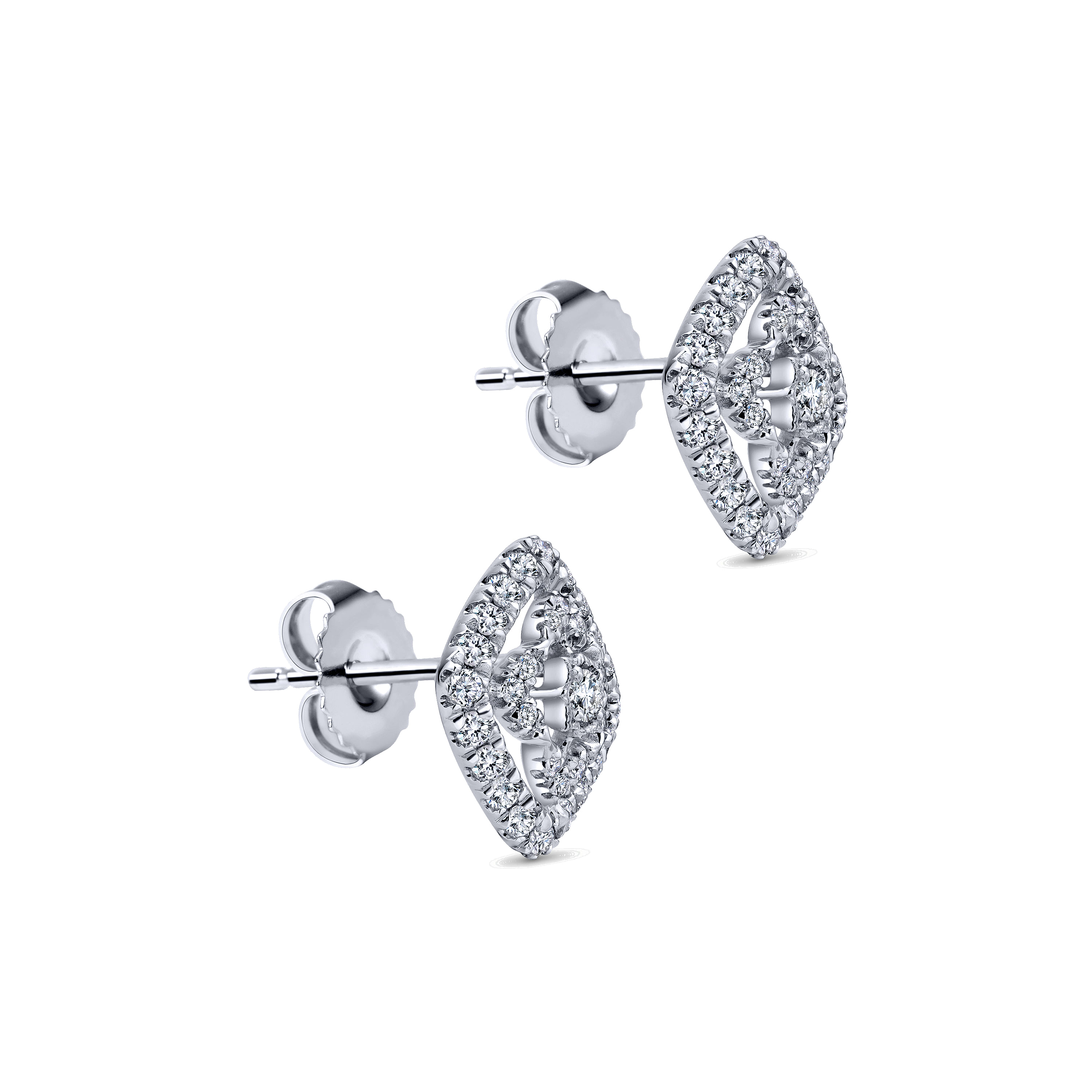 14k White Gold Diamond Stud Earrings angle 2 14k White Gold Diamond Stud Earrings angle 2