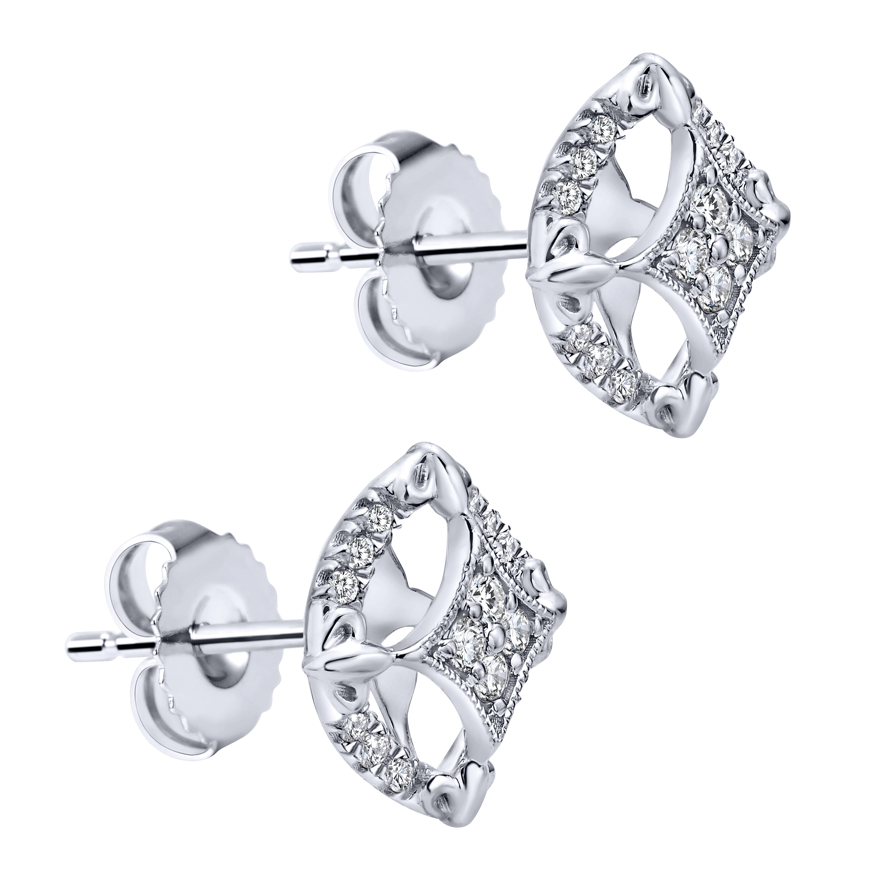 14k White Gold Diamond Stud Earrings angle 2 14k White Gold Diamond Stud Earrings angle 2