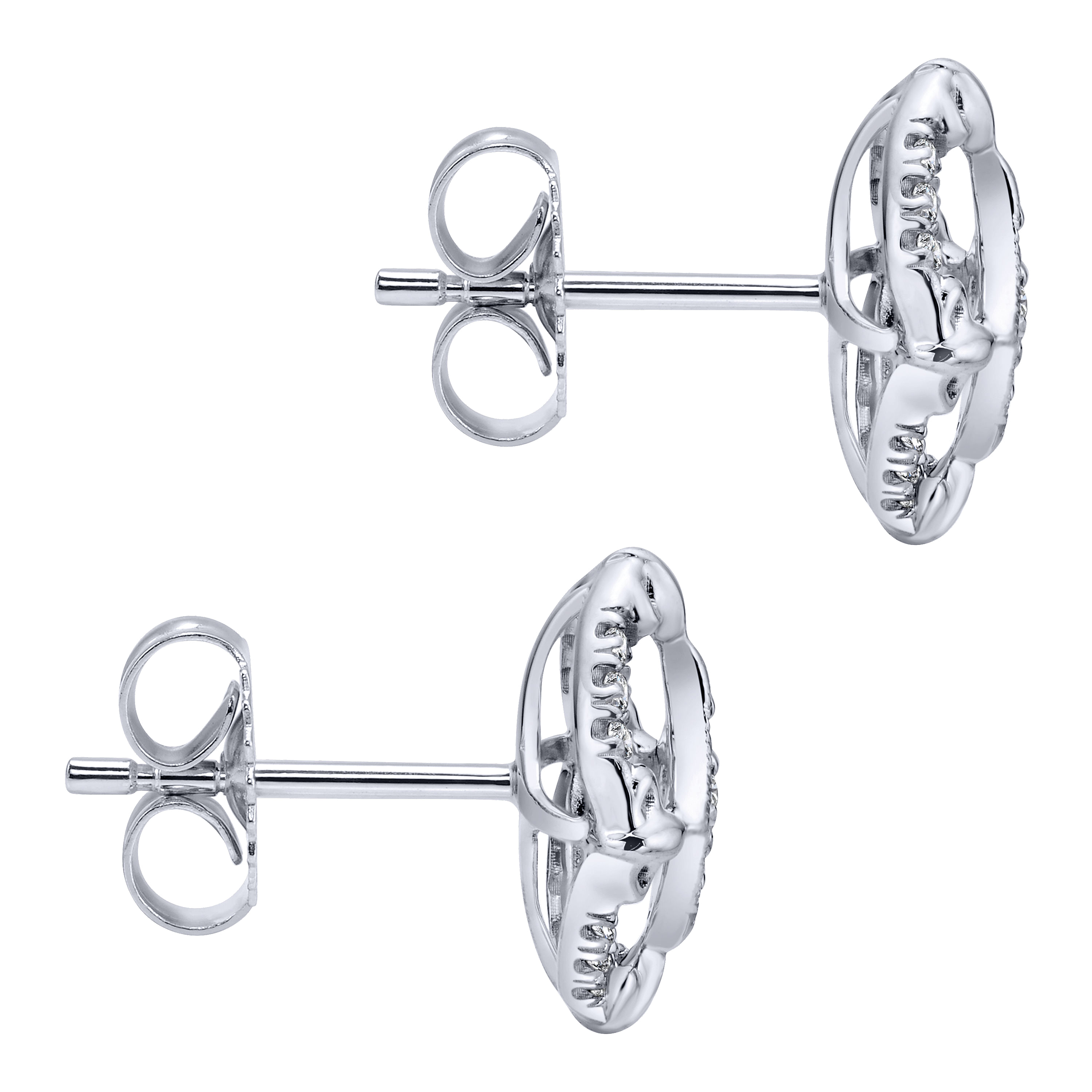 14k White Gold Diamond Stud Earrings angle 3 14k White Gold Diamond Stud Earrings angle 3