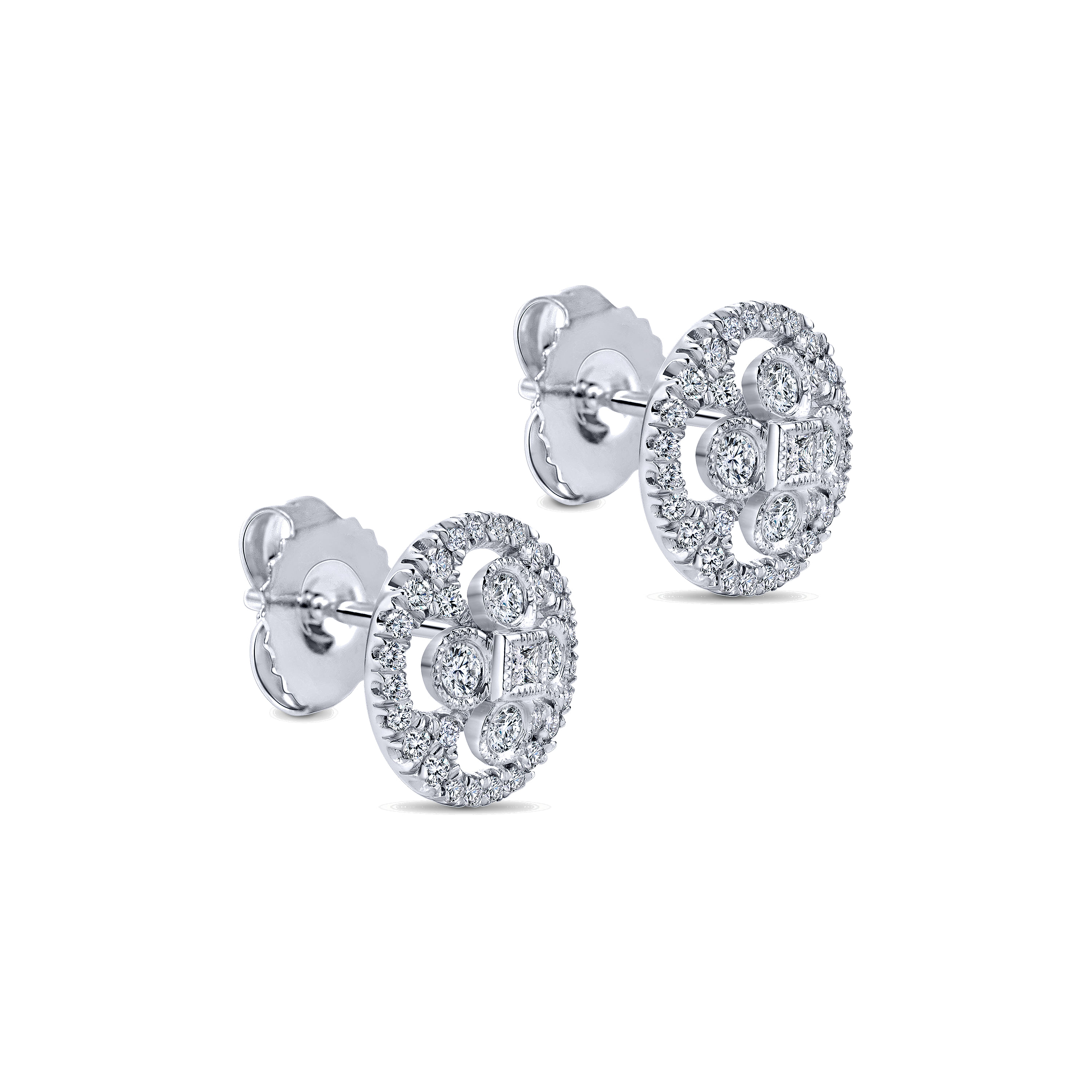 14k White Gold Diamond Stud Earrings angle 2 14k White Gold Diamond Stud Earrings angle 2