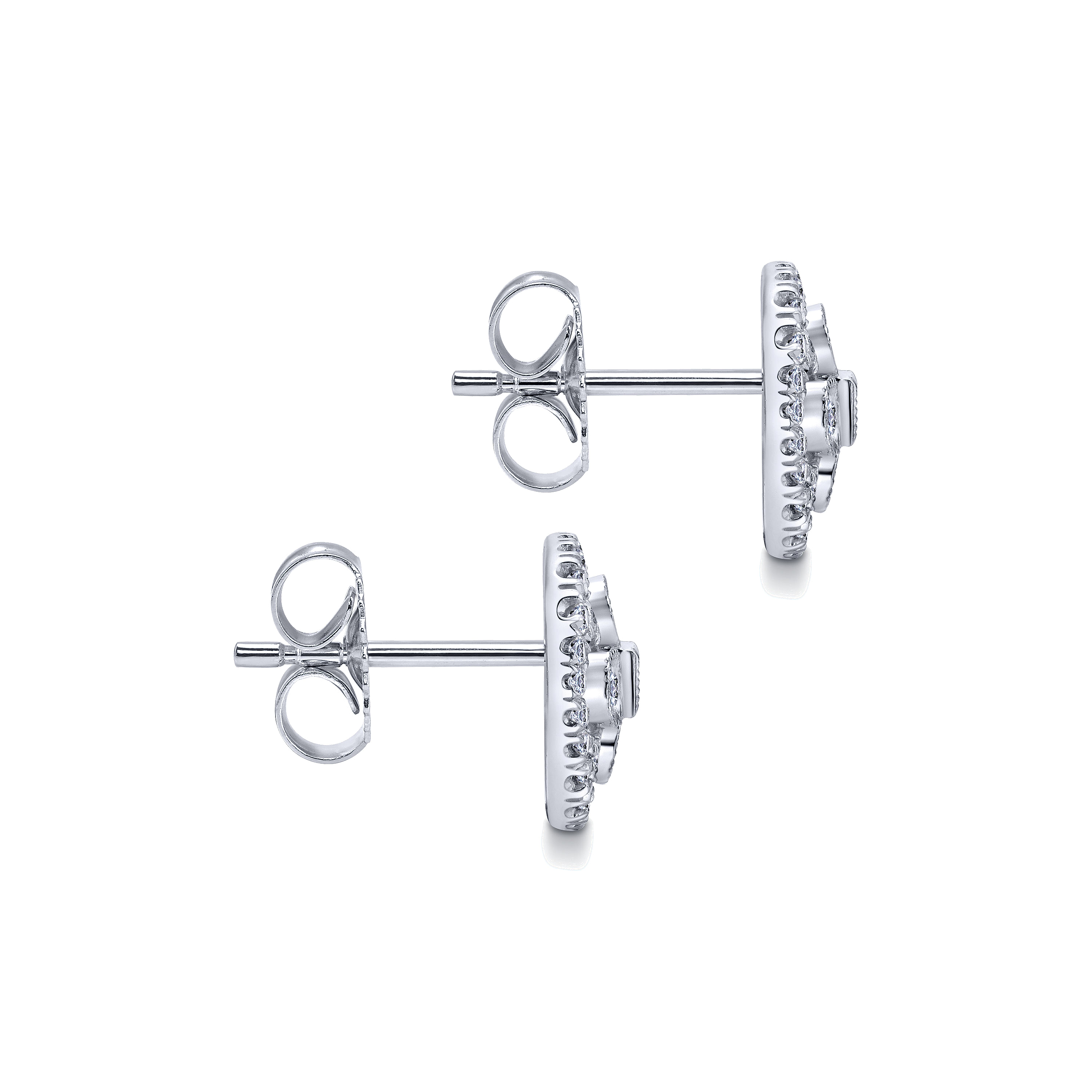14k White Gold Diamond Stud Earrings angle 3 14k White Gold Diamond Stud Earrings angle 3
