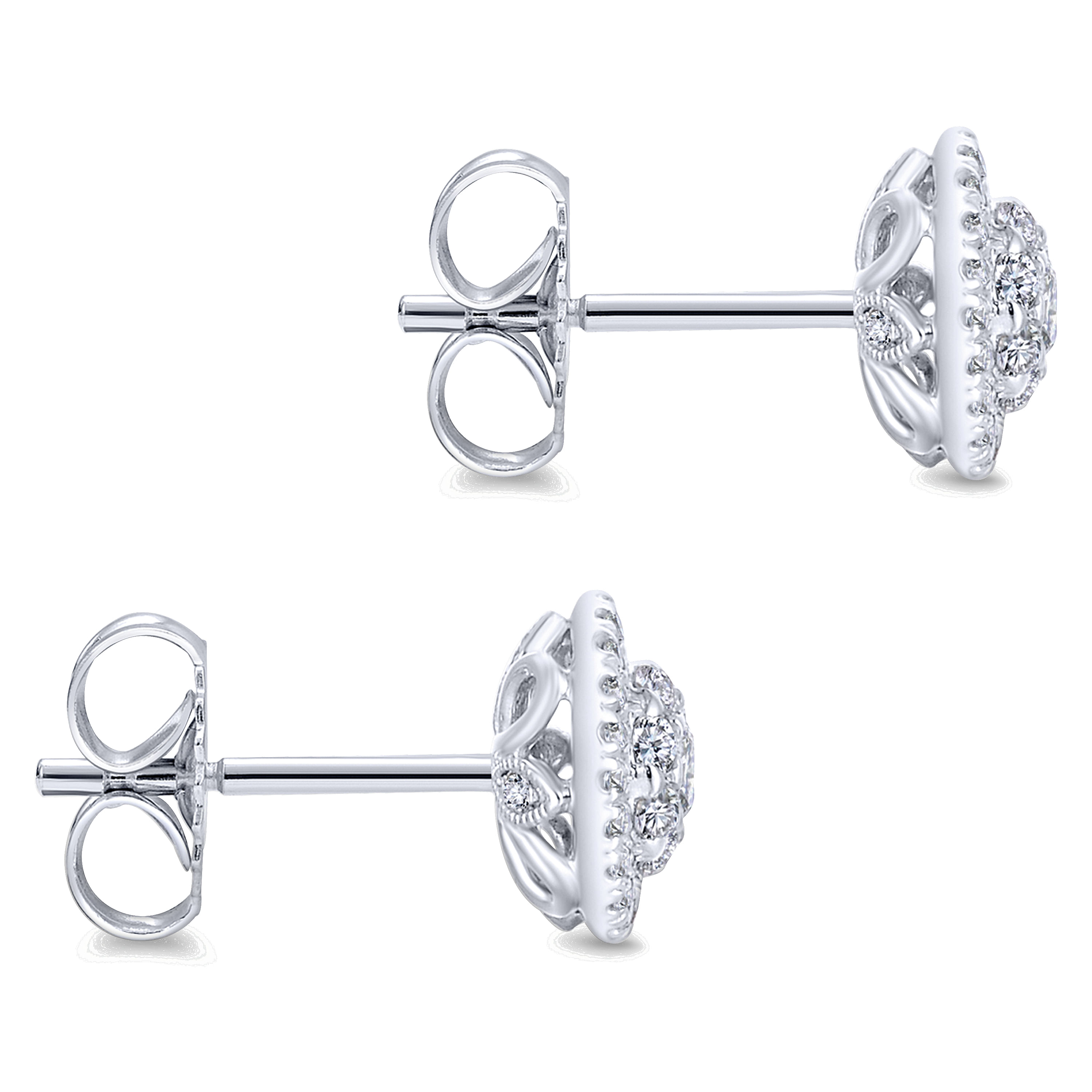14k White Gold Diamond Stud Earrings angle 2 14k White Gold Diamond Stud Earrings angle 2