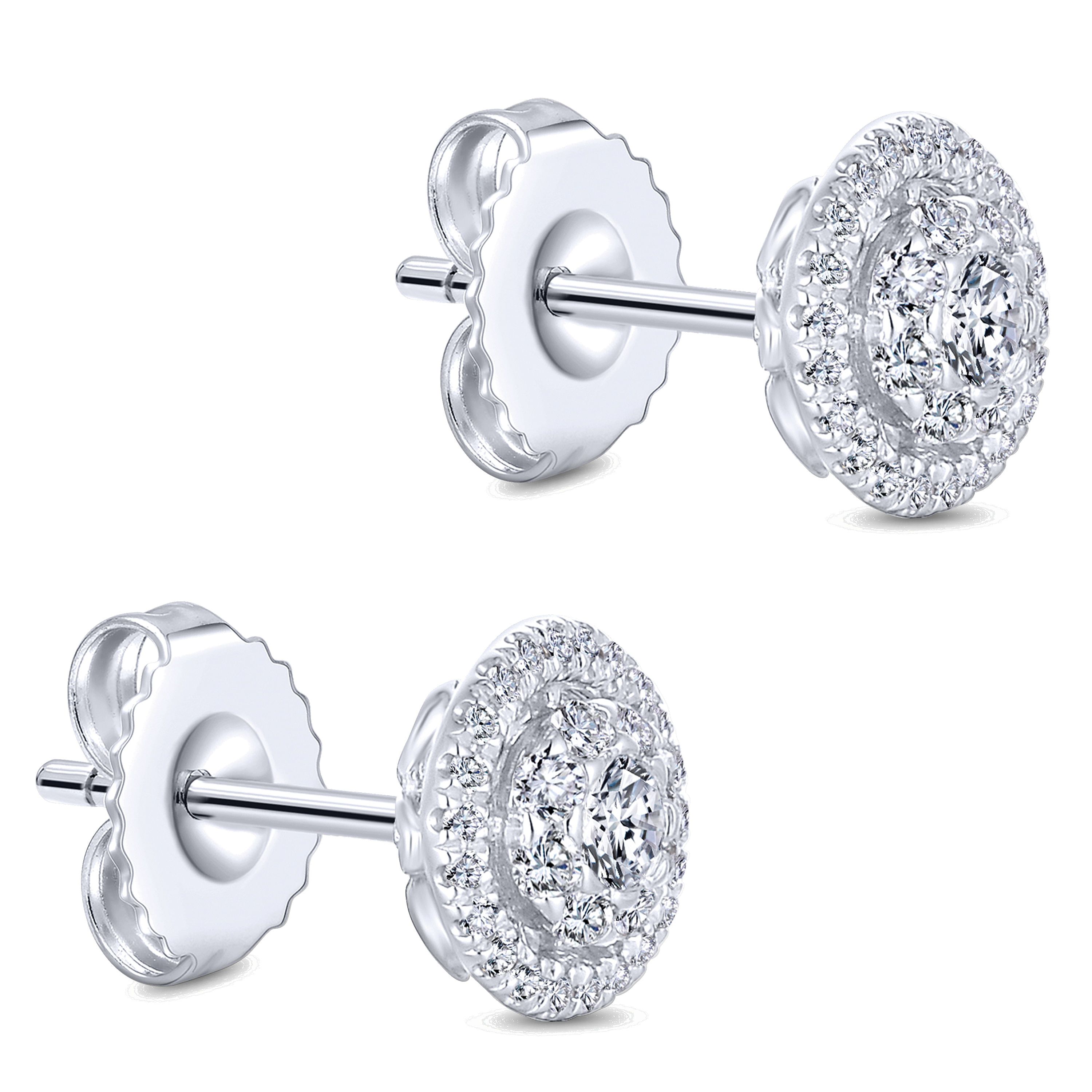 14k White Gold Diamond Stud Earrings angle 3 14k White Gold Diamond Stud Earrings angle 3