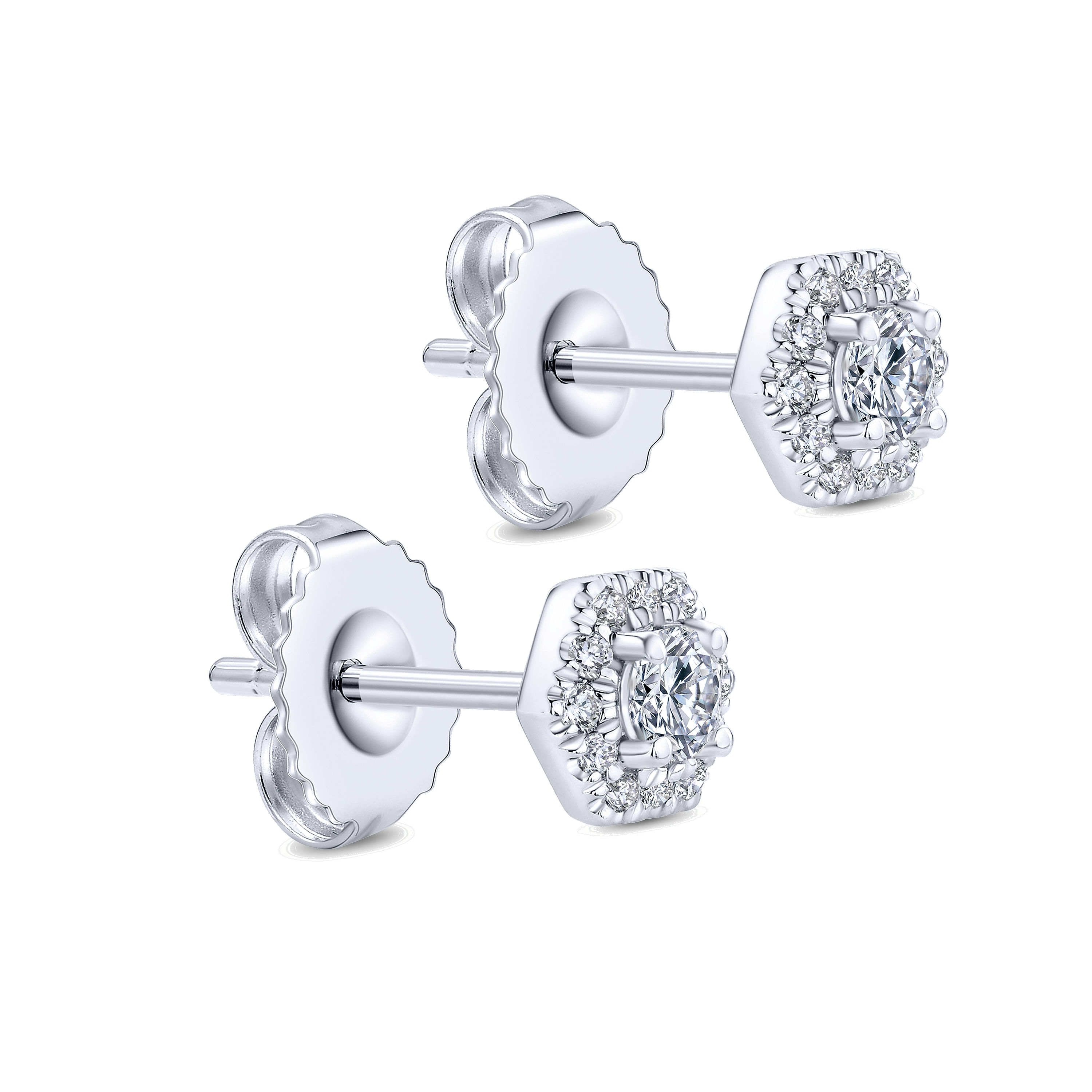 14k White Gold Diamond Stud Earrings angle 2 14k White Gold Diamond Stud Earrings angle 2