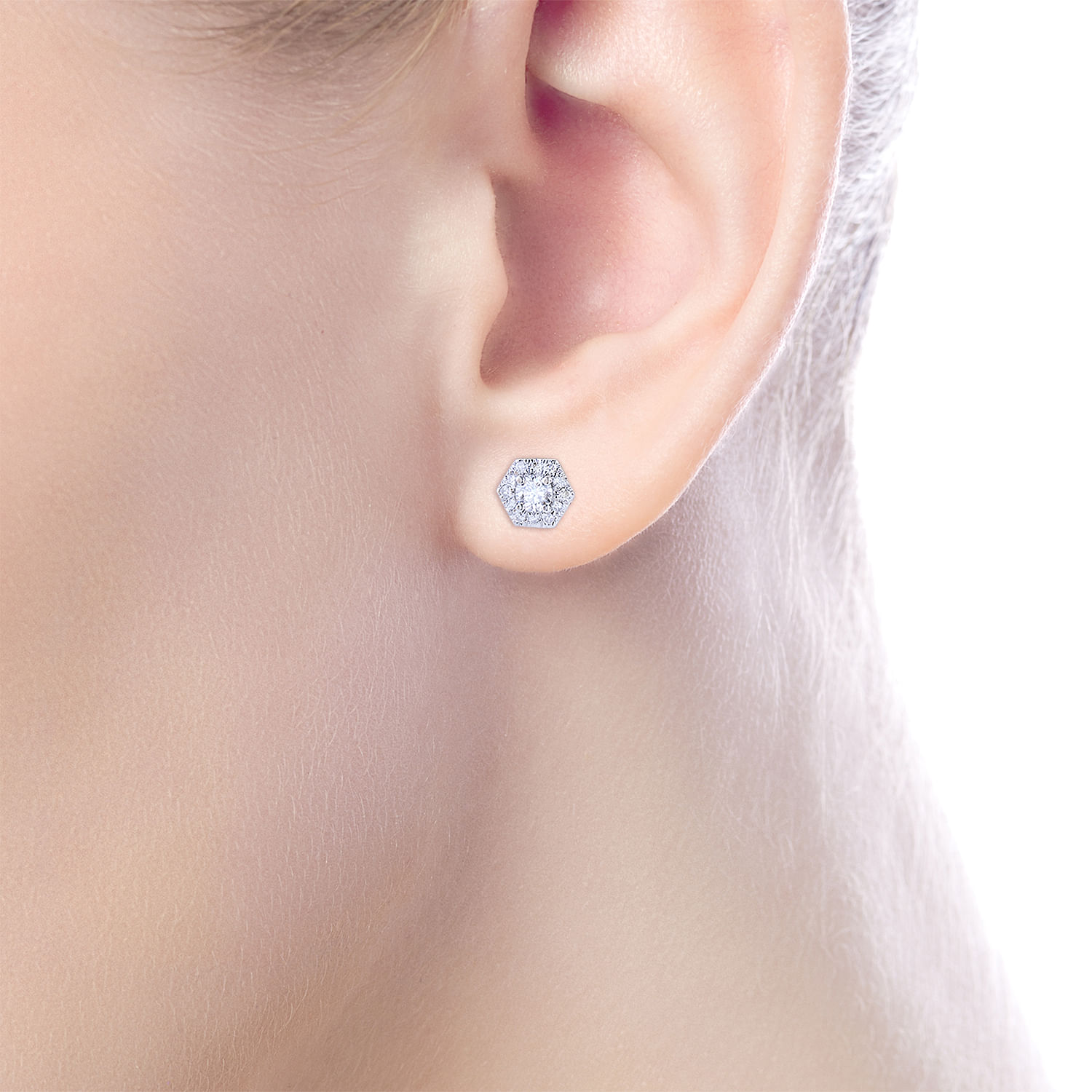 14k White Gold Diamond Stud Earrings angle 4 14k White Gold Diamond Stud Earrings angle 4