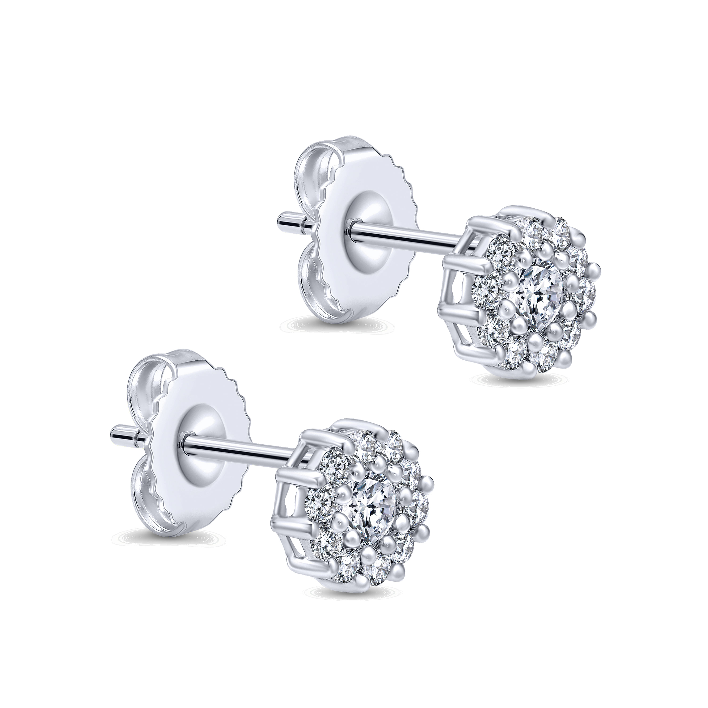 14k White Gold Diamond Stud Earrings angle 2 14k White Gold Diamond Stud Earrings angle 2