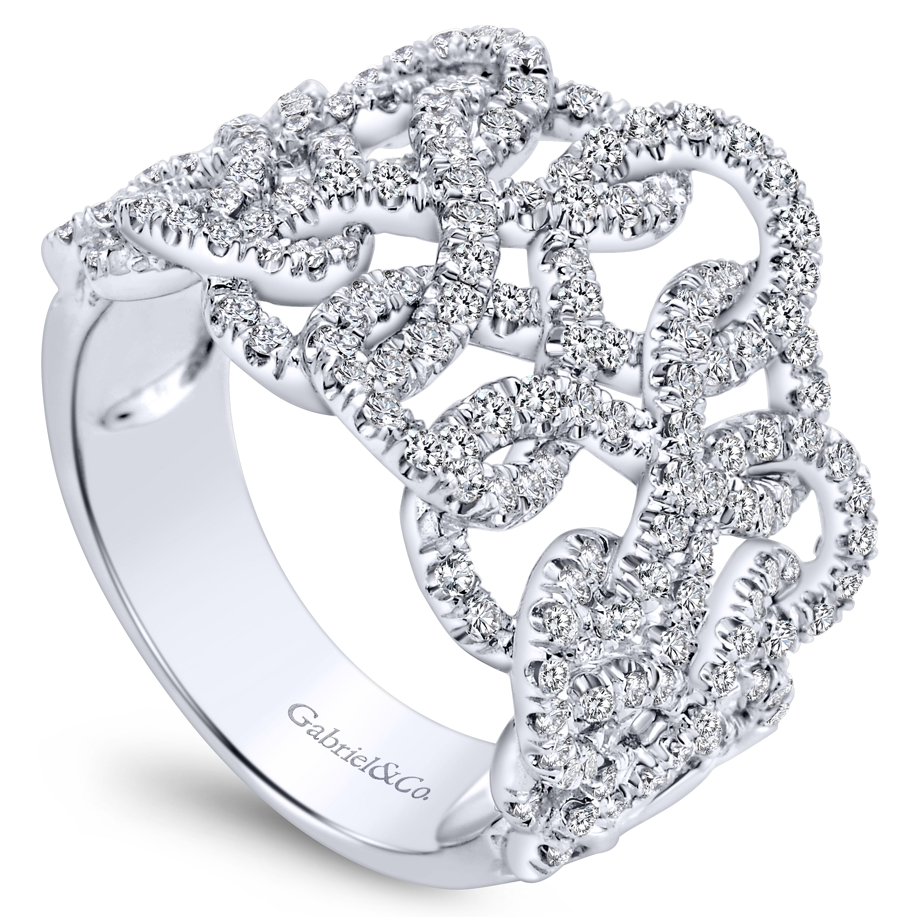 14k White Gold Diamond Wide Band Ladies 14k White Gold Diamond Wide Band Ladies