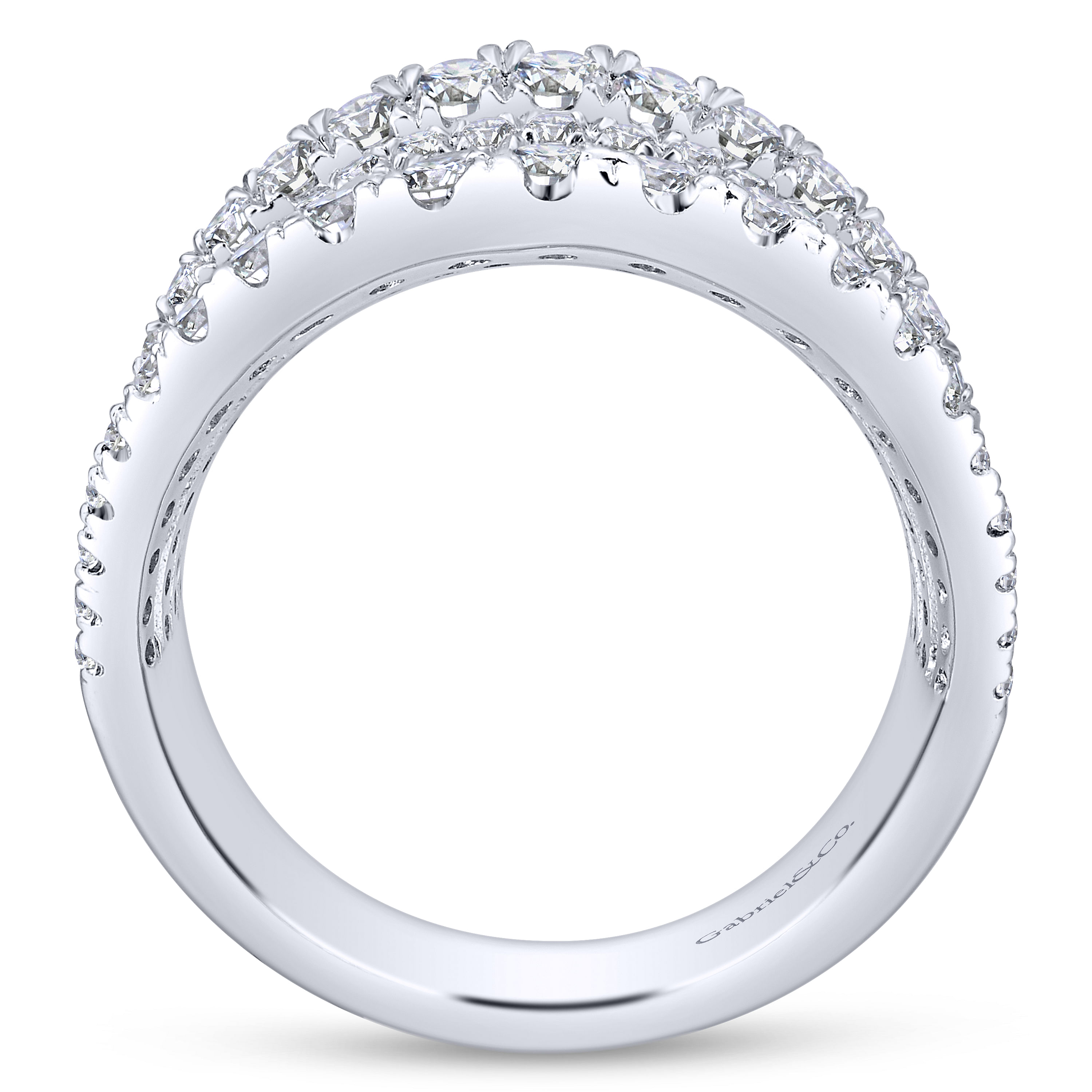 14k White Gold Diamond Wide Band Ladies 14k White Gold Diamond Wide Band Ladies