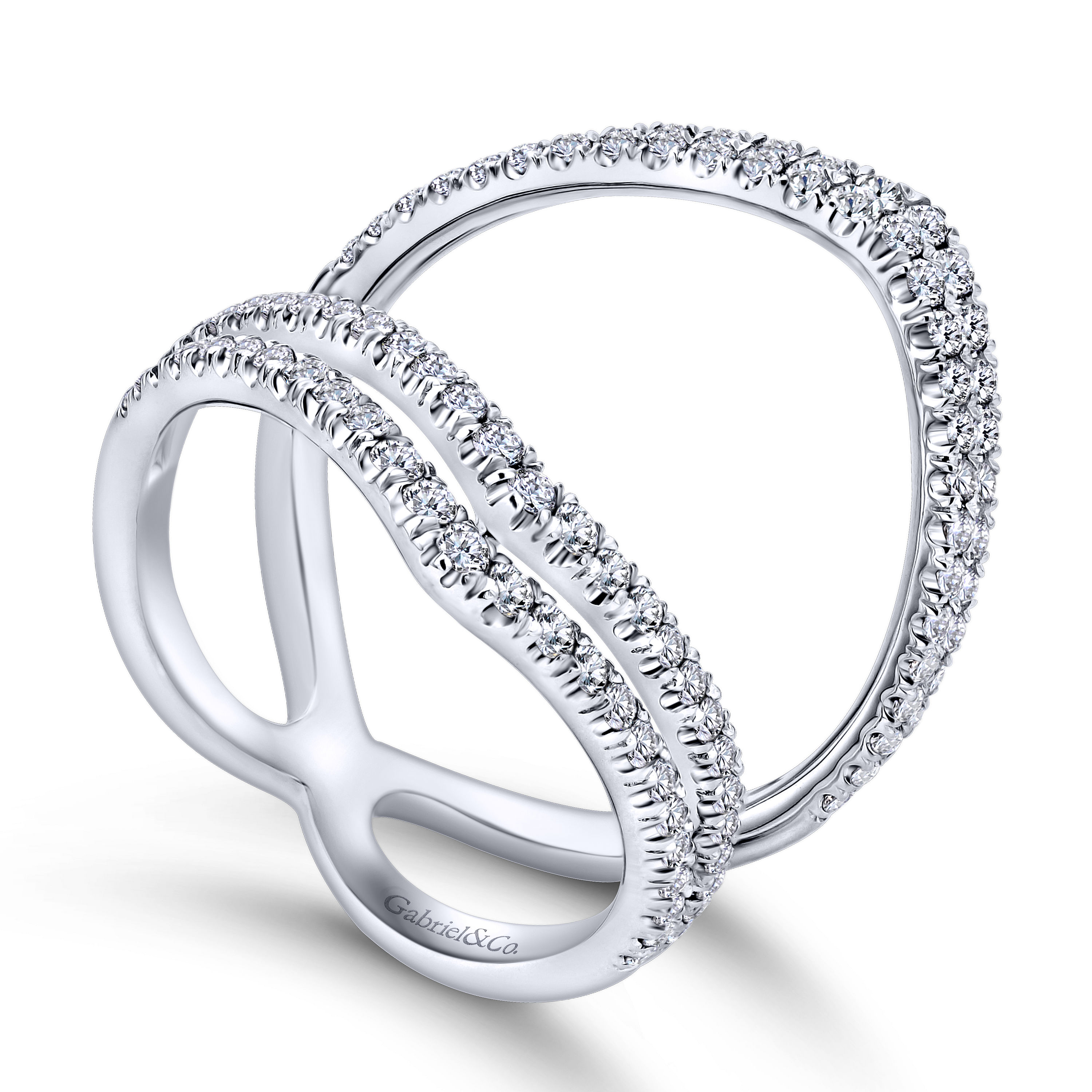 14k White Gold Diamond Wide Band Ladies 14k White Gold Diamond Wide Band Ladies