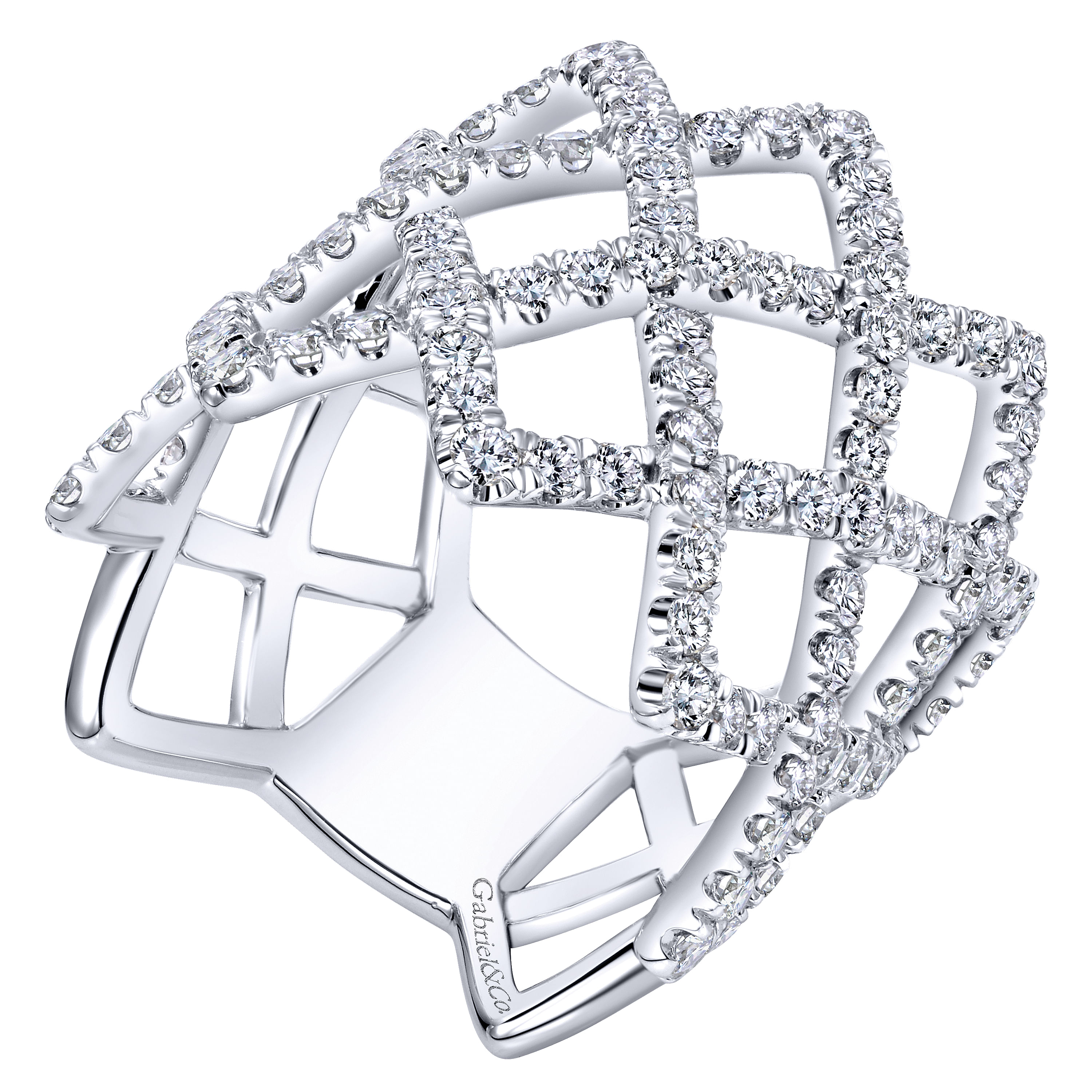 14k White Gold Diamond Wide Band Ladies 14k White Gold Diamond Wide Band Ladies