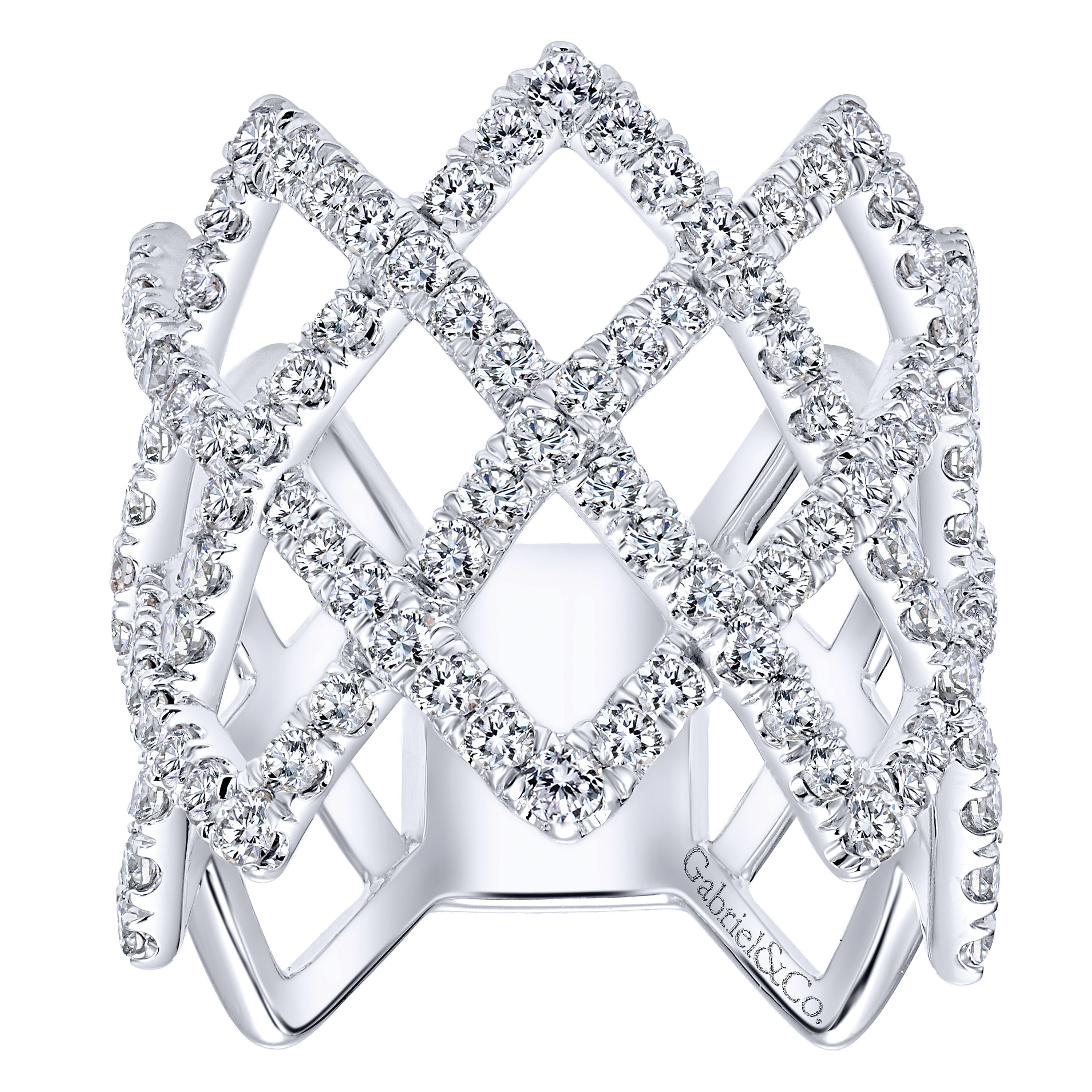 14k White Gold Diamond Wide Band Ladies 14k White Gold Diamond Wide Band Ladies