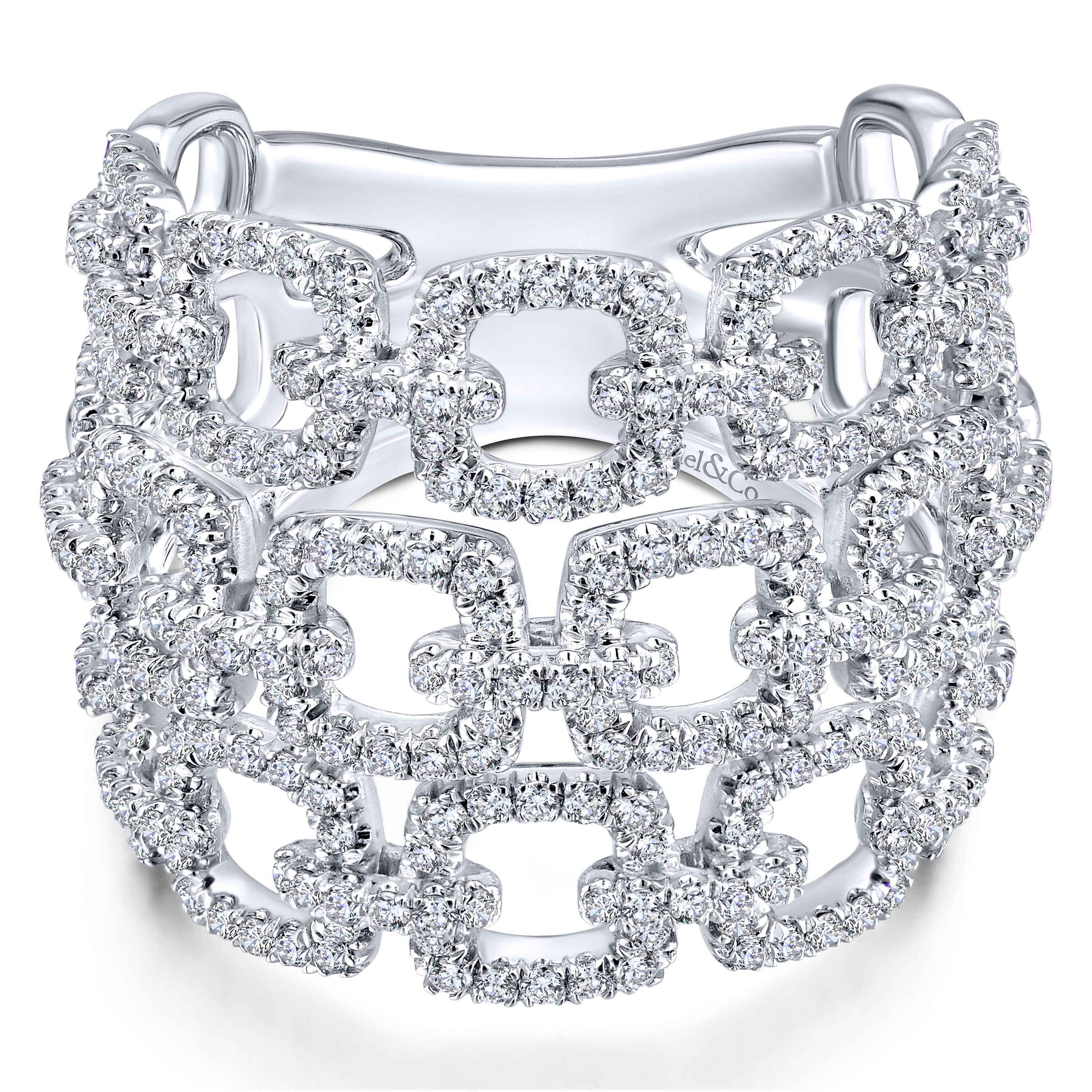 14k White Gold Diamond Wide Band 14k White Gold Diamond Wide Band