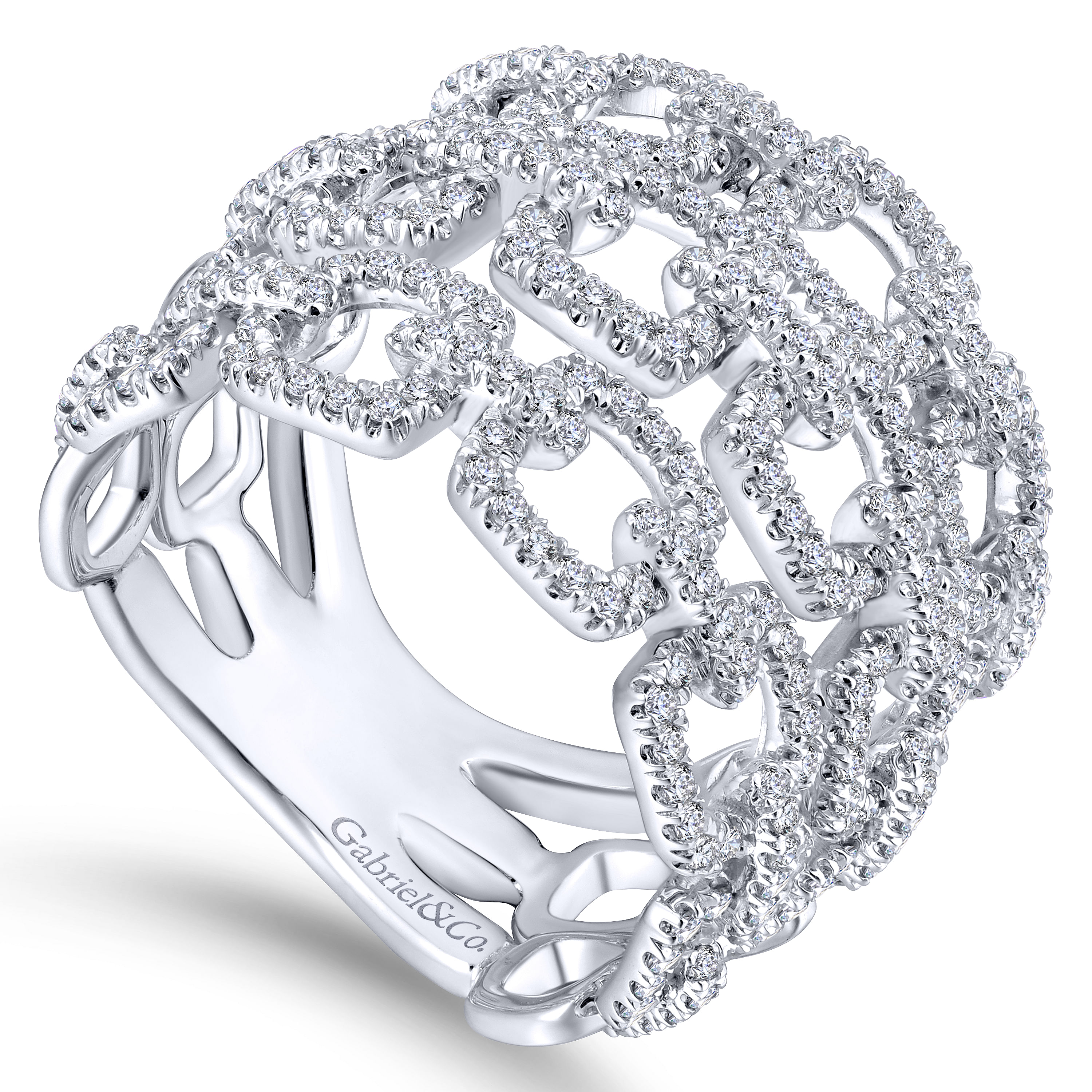 14k White Gold Diamond Wide Band Ladies 14k White Gold Diamond Wide Band Ladies