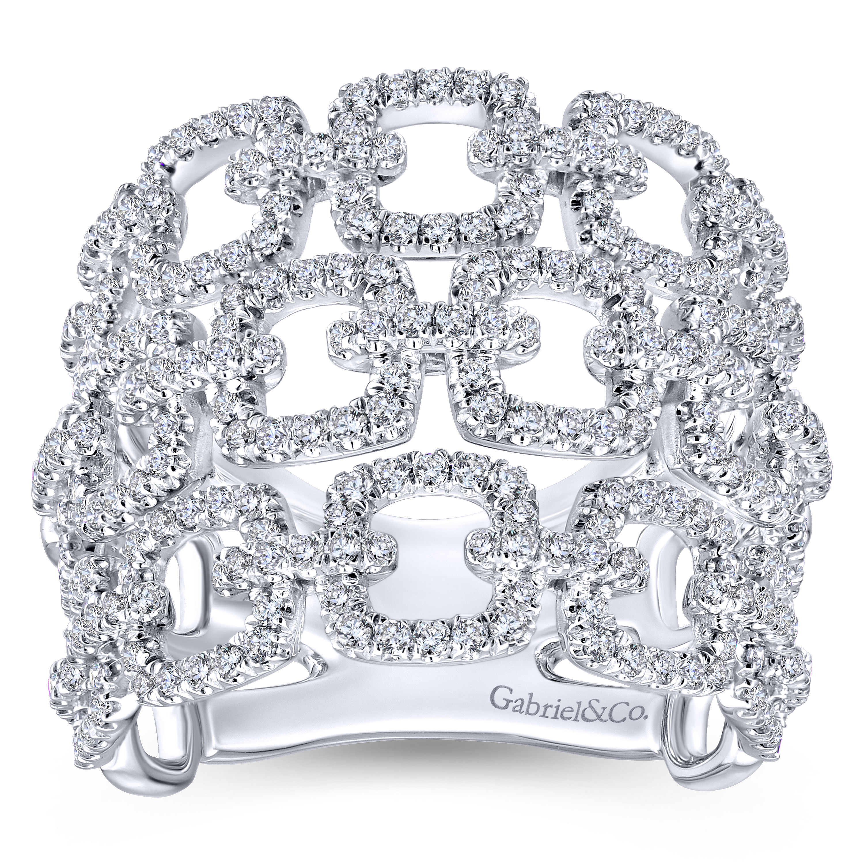 14k White Gold Diamond Wide Band Ladies 14k White Gold Diamond Wide Band Ladies