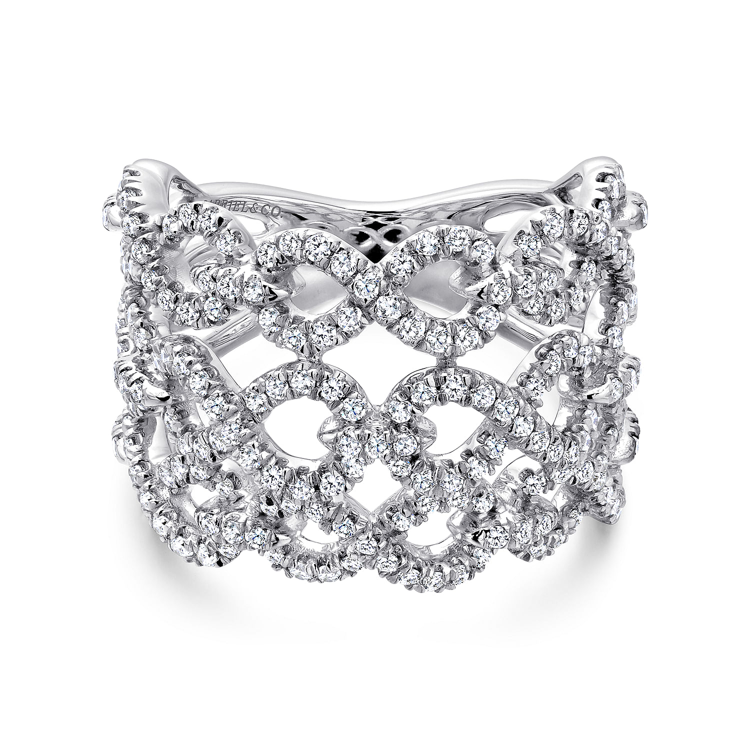 14k White Gold Diamond Wide Band 14k White Gold Diamond Wide Band