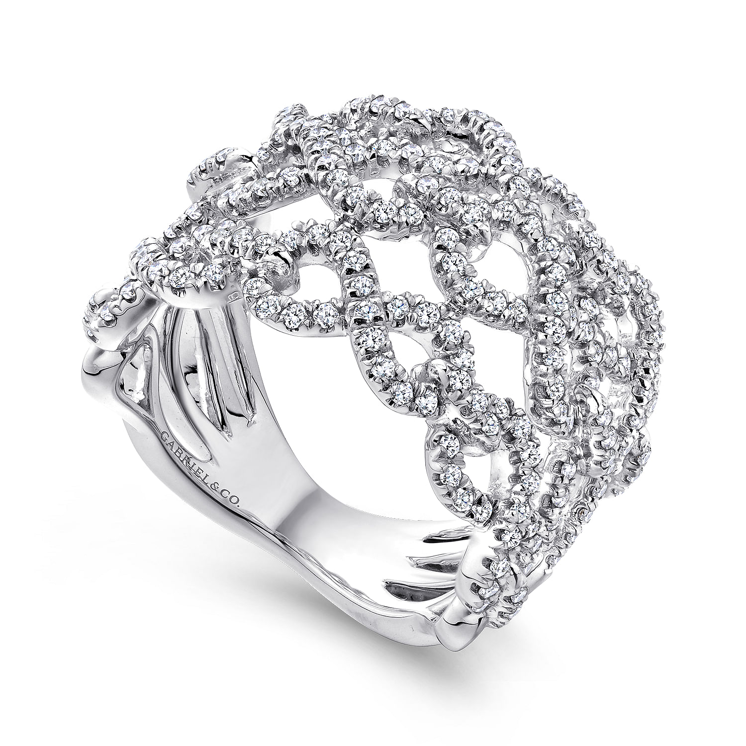 14k White Gold Diamond Wide Band Ladies 14k White Gold Diamond Wide Band Ladies