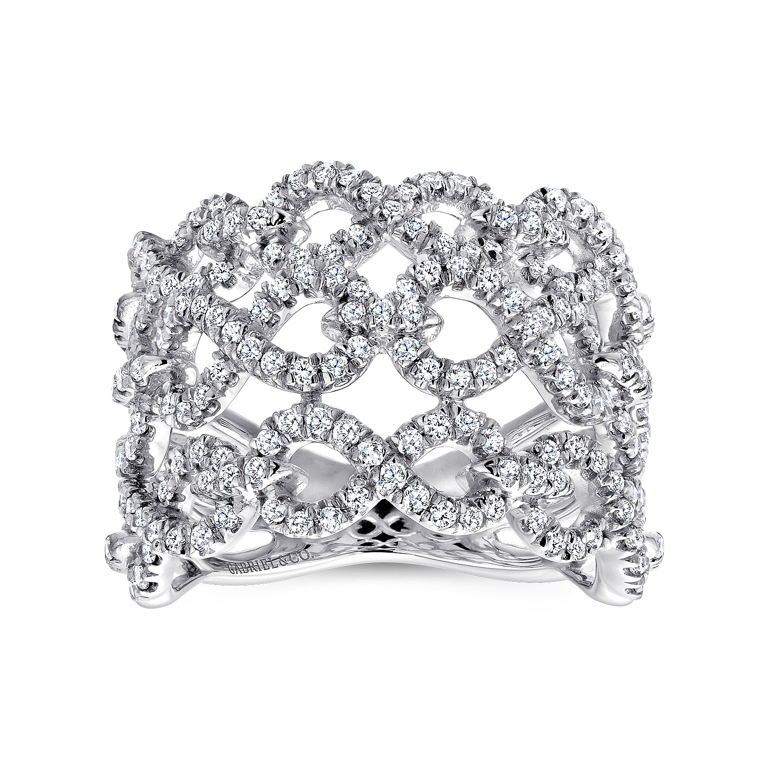 14k White Gold Diamond Wide Band Ladies 14k White Gold Diamond Wide Band Ladies