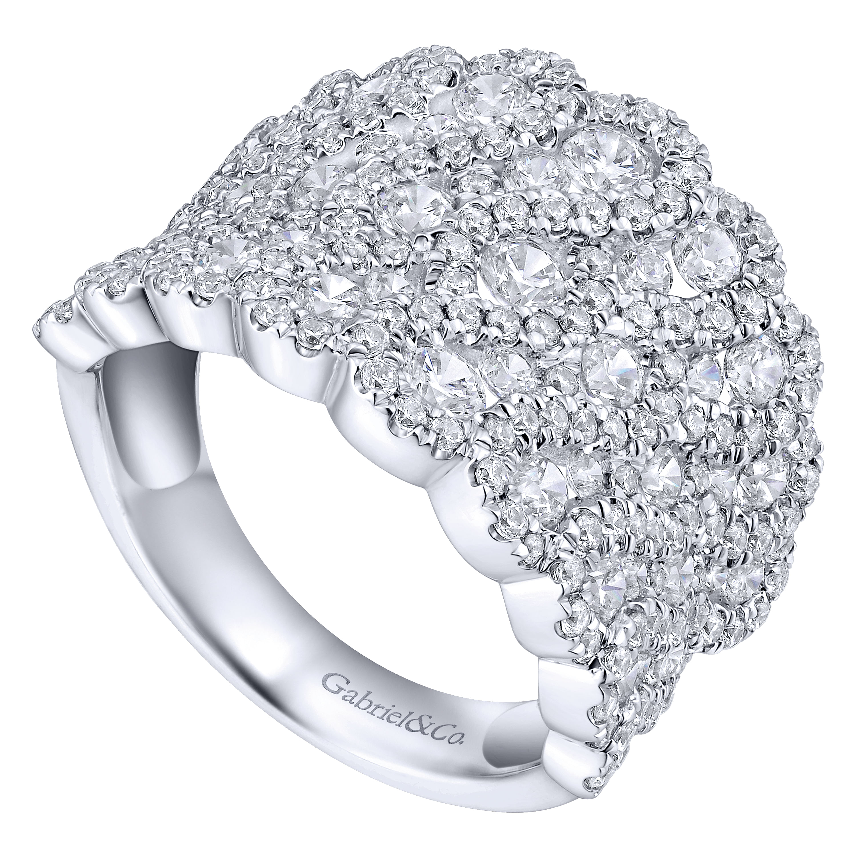14k White Gold Diamond Wide Band Ladies 14k White Gold Diamond Wide Band Ladies