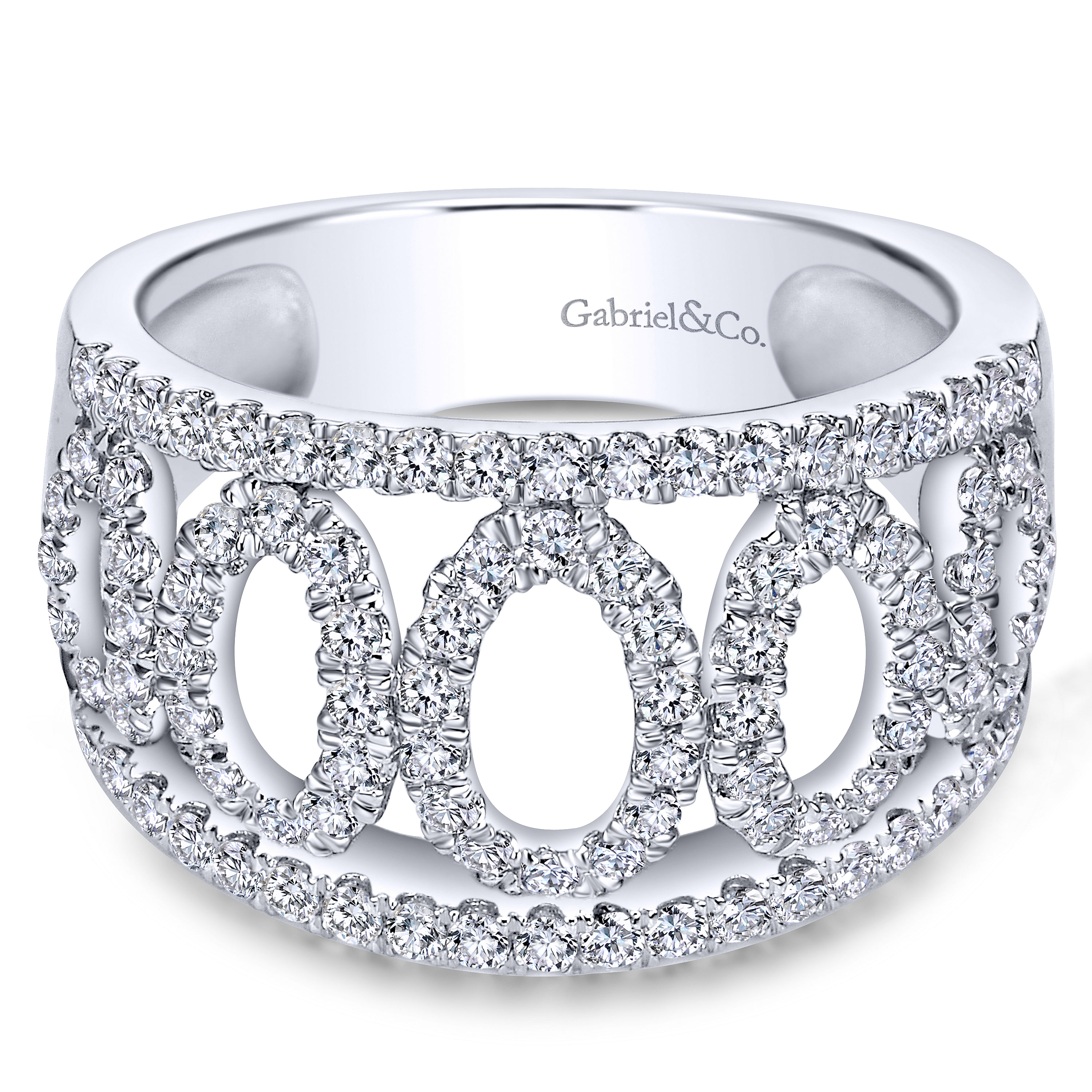 14k White Gold Diamond Wide Band 14k White Gold Diamond Wide Band
