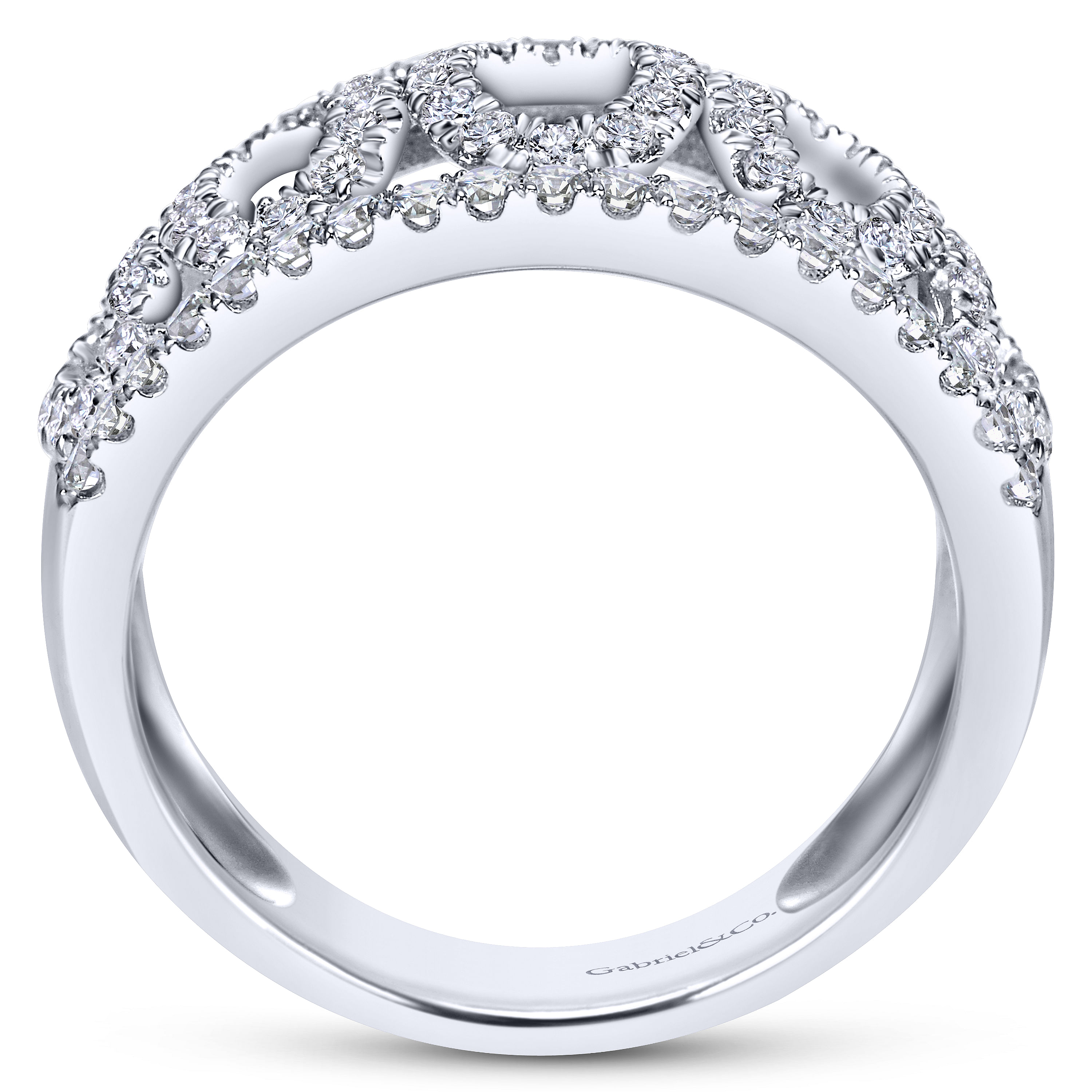14k White Gold Diamond Wide Band Ladies 14k White Gold Diamond Wide Band Ladies