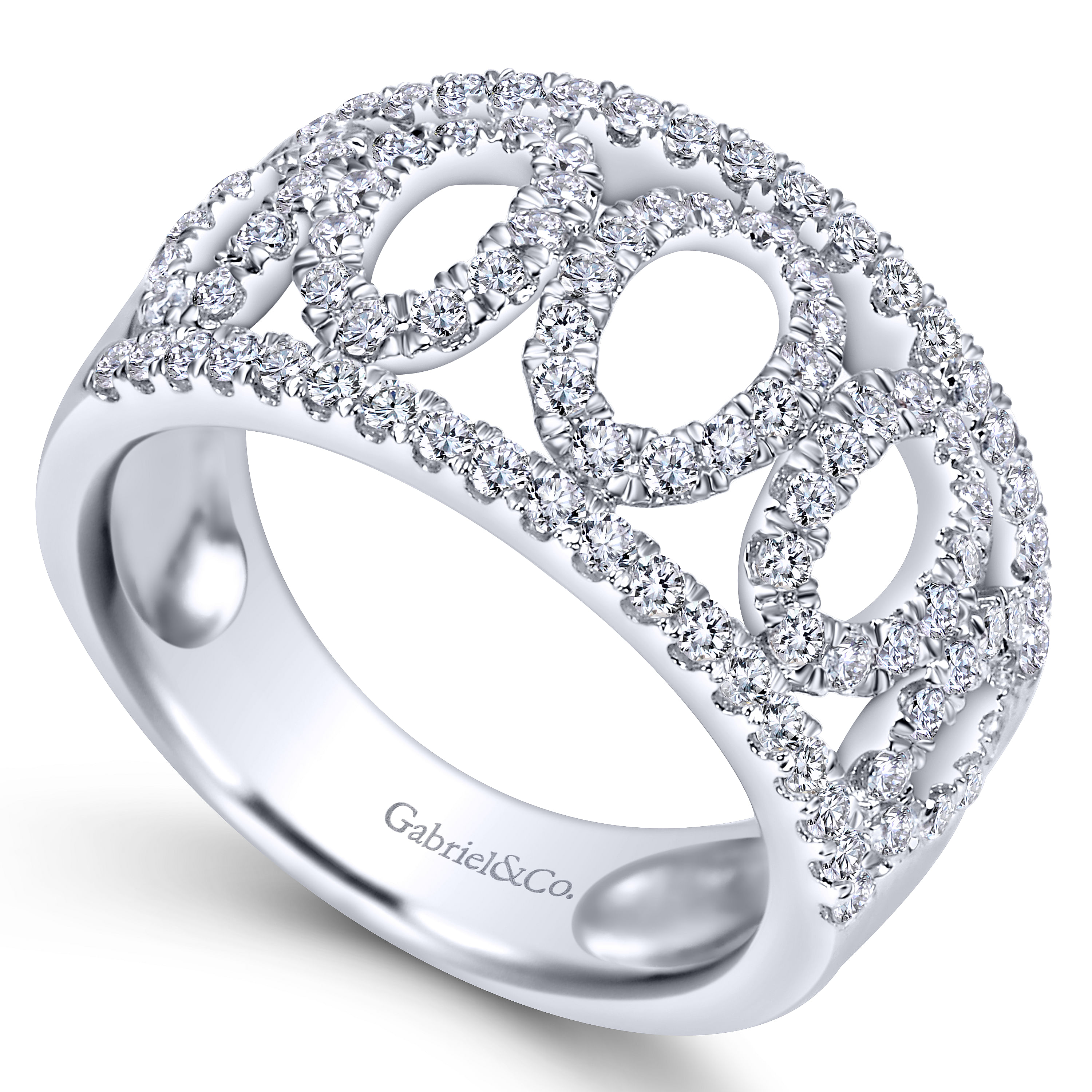 14k White Gold Diamond Wide Band Ladies 14k White Gold Diamond Wide Band Ladies