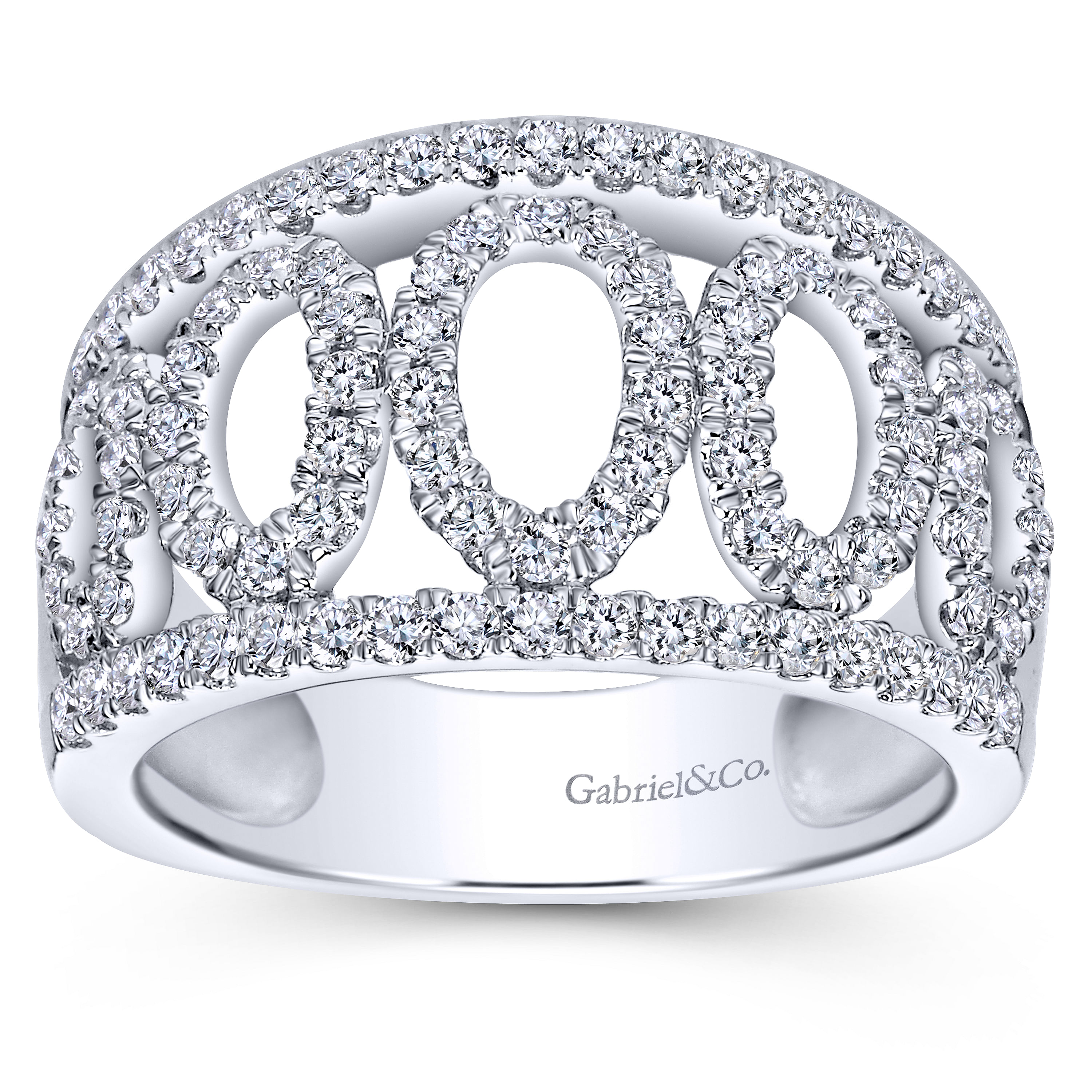 14k White Gold Diamond Wide Band Ladies 14k White Gold Diamond Wide Band Ladies