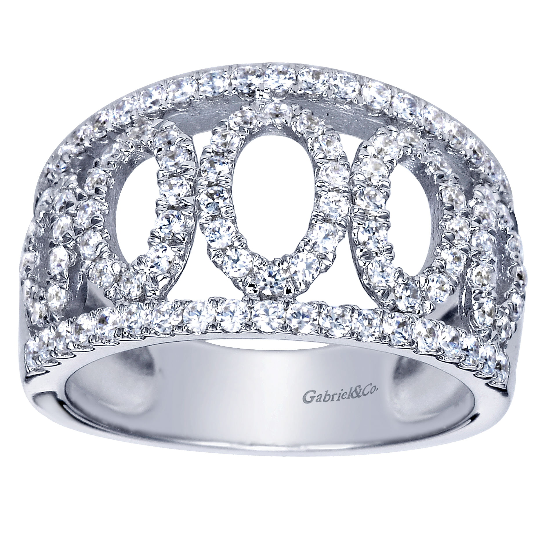 14k White Gold Diamond Wide Band Ladies 14k White Gold Diamond Wide Band Ladies
