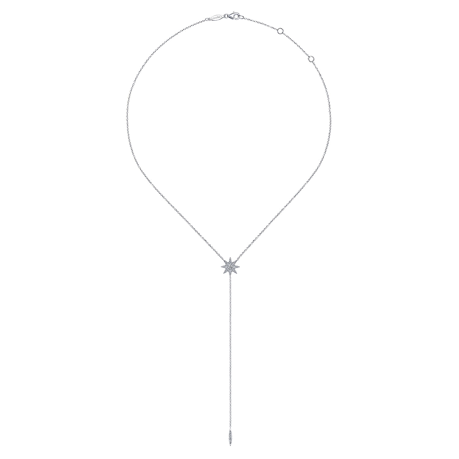 14k White Gold Diamond Y Knots Necklace angle 2 14k White Gold Diamond Y Knots Necklace angle 2