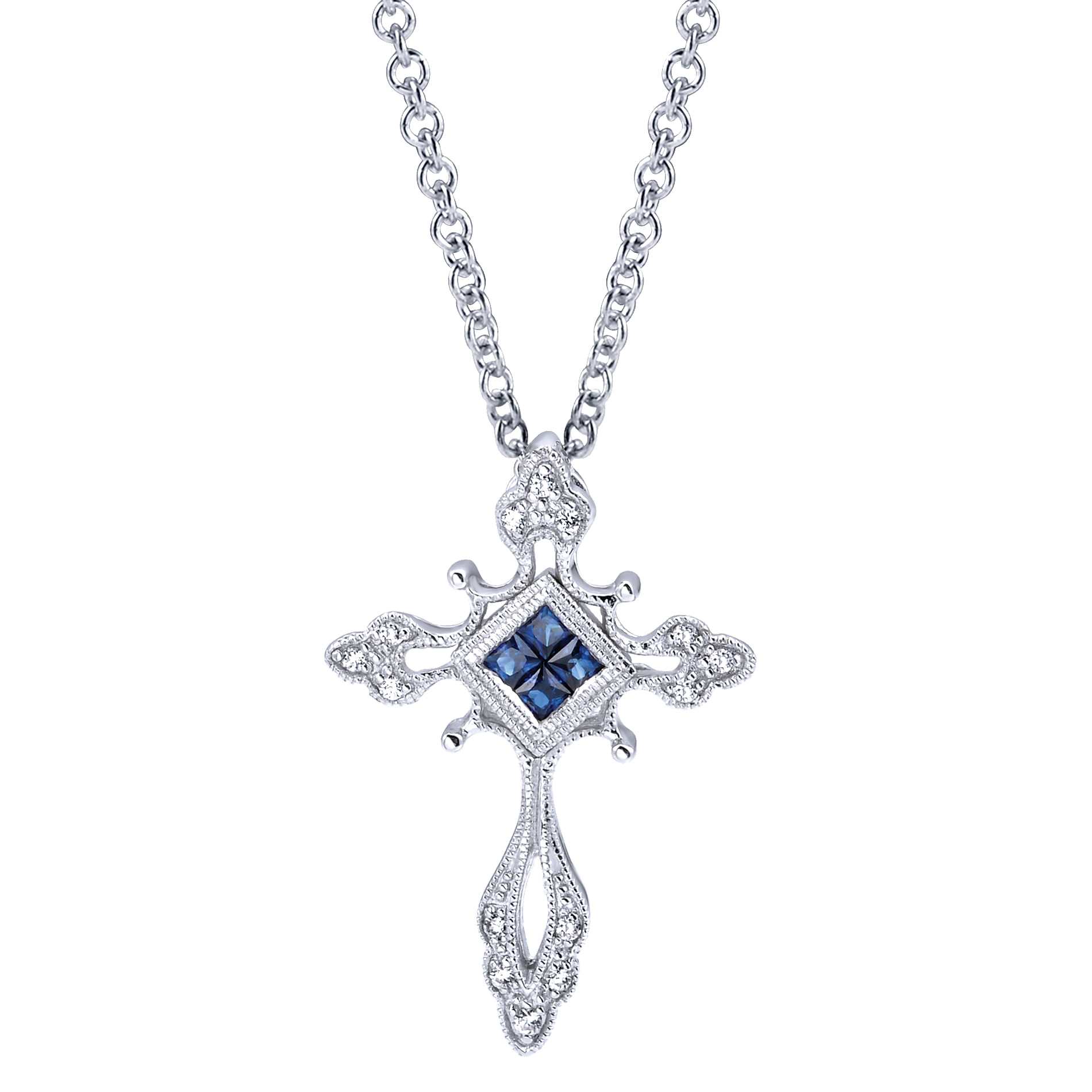14k White Gold Faith Cross Necklace NK2770W45SA