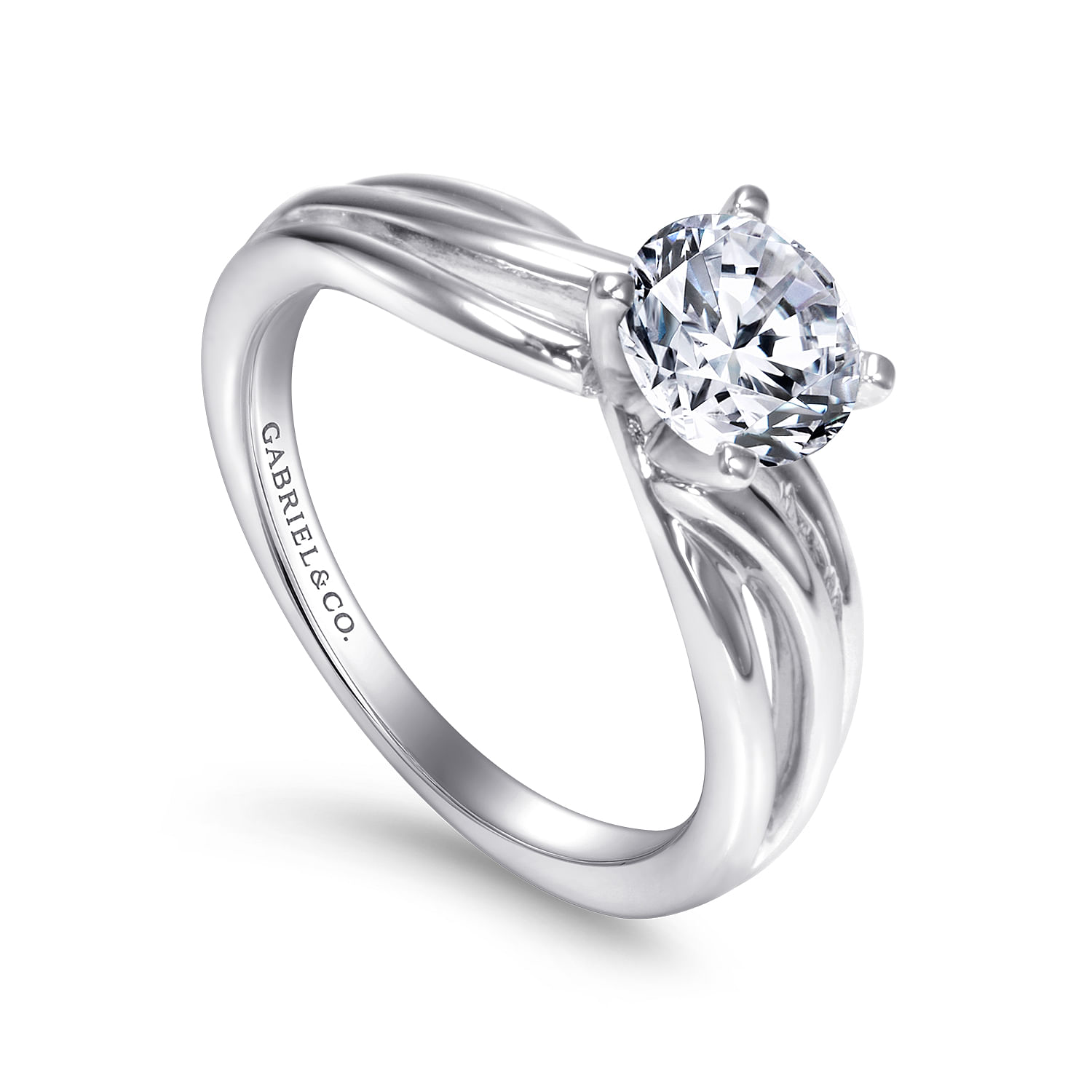 14k White Gold Free Form Engagement Ring angle 3 14k White Gold Free Form Engagement Ring angle 3