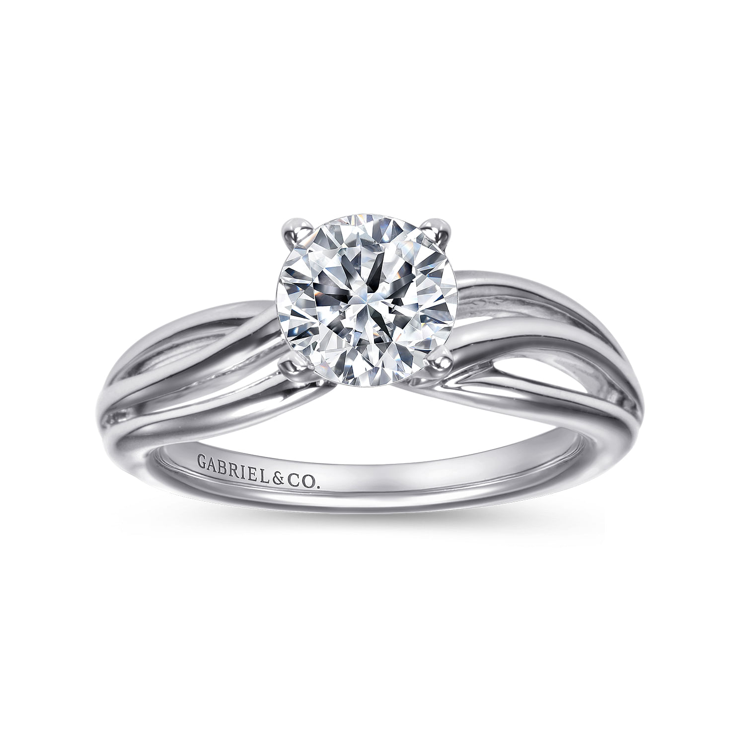 14k White Gold Free Form Engagement Ring angle 5 14k White Gold Free Form Engagement Ring angle 5