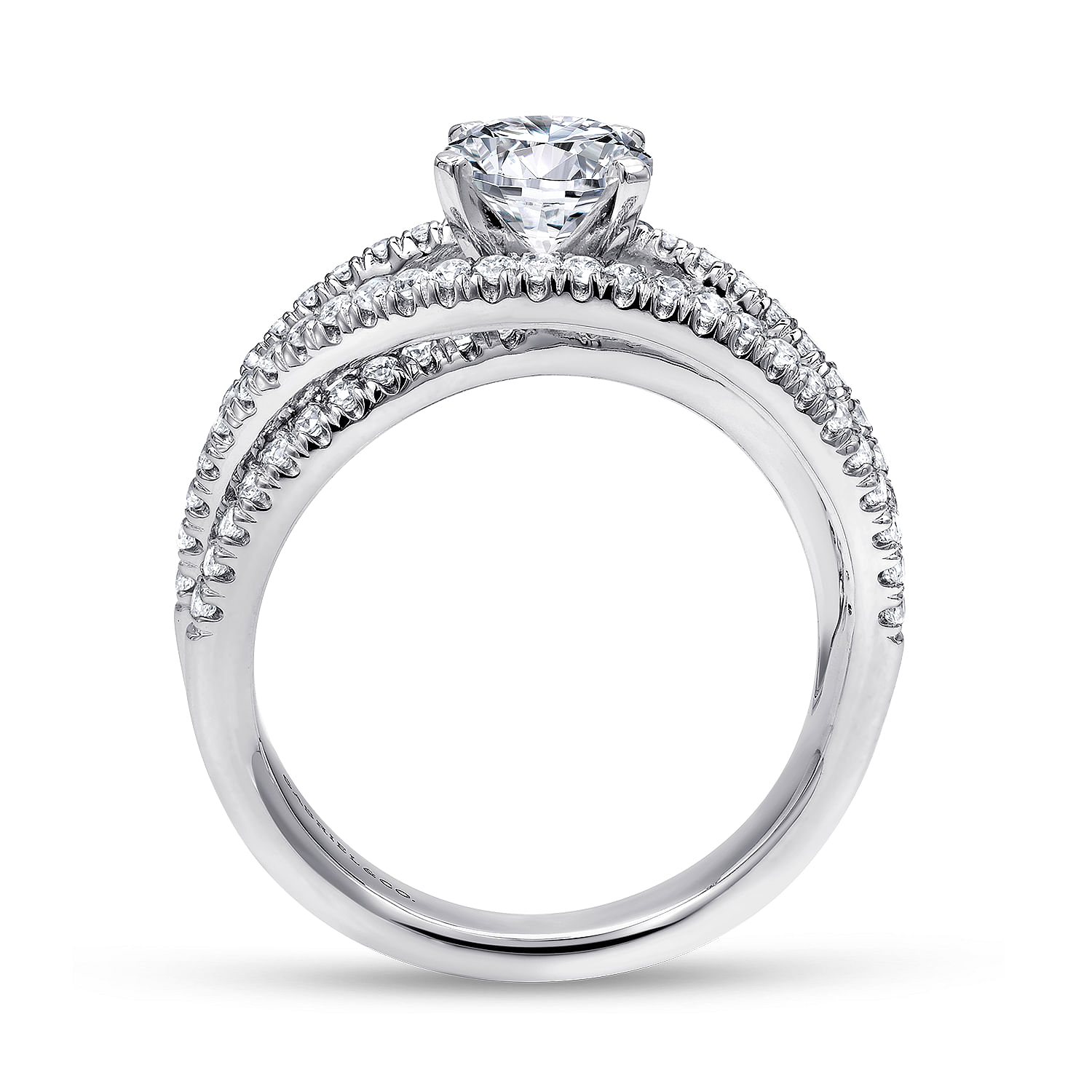 14k White Gold French Pave Free Form Basket Center Diamond Engagement Ring angle 2 14k White Gold French Pave Free Form Basket Center Diamond Engagement Ring angle 2